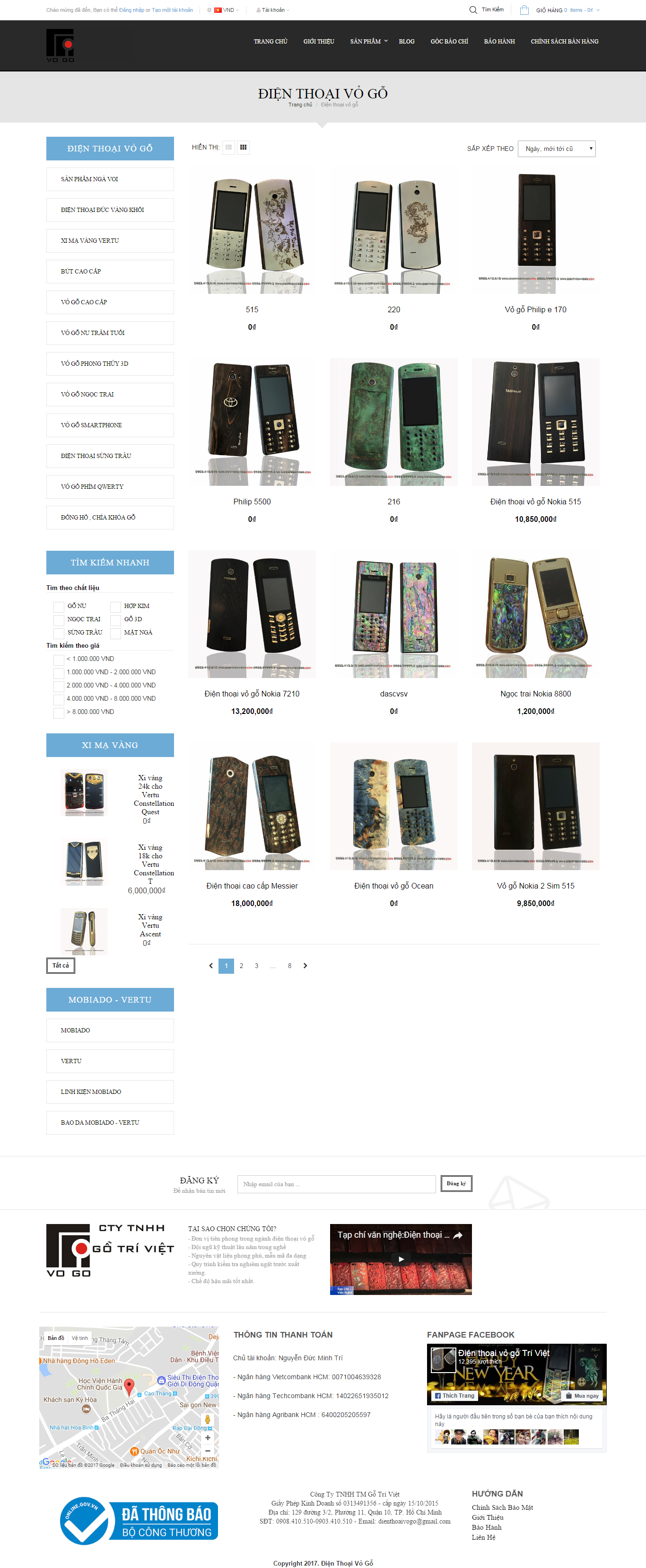 Thiết kế website phụ kiện điện thoại chính hãng với nhiều loại sản phẩm, vỏ điện thoại bằng gỗ