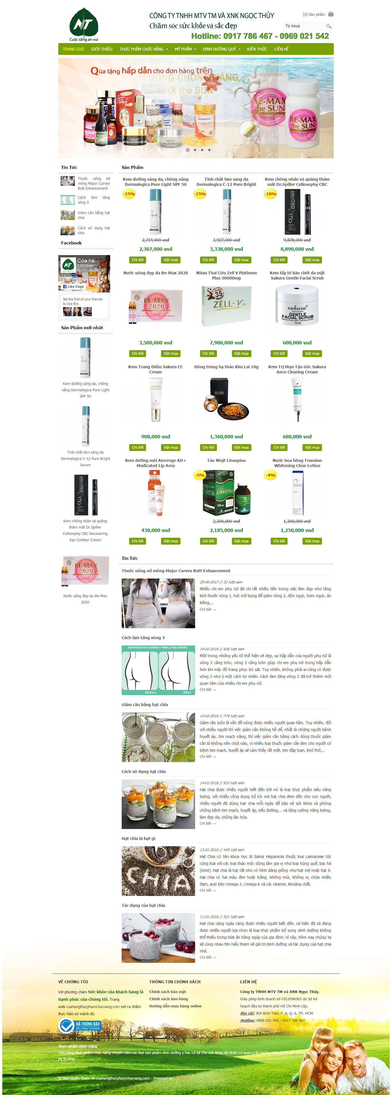 thiết kế website thực phẩm chức năng, thực phẩm bổ sung