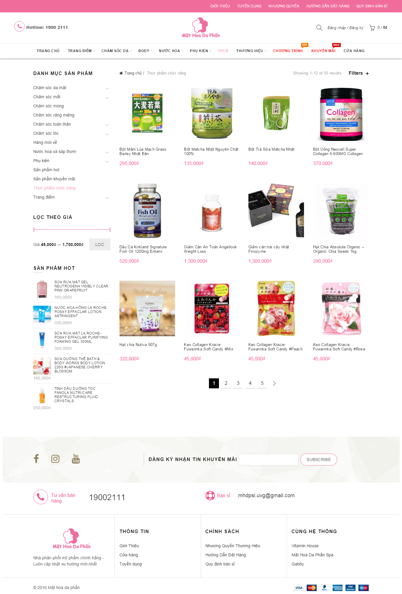 Thiết kế website thực phẩm chức năng, thực phẩm bổ sung, với nhiều loại sản phẩm tốt cho sức khỏe