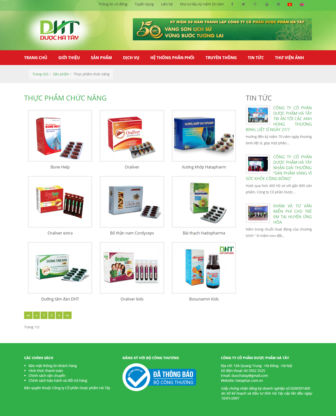 Thiết kế website thực phẩm chức năng, thực phẩm bổ sung dinh dưỡng