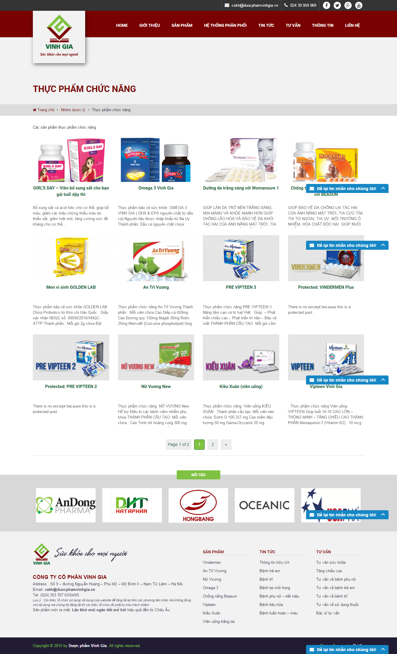 Thiết kế website thực phẩm chức năng, thực phẩm bổ sung, với nhiều loại sản phẩm tốt cho sức khỏe