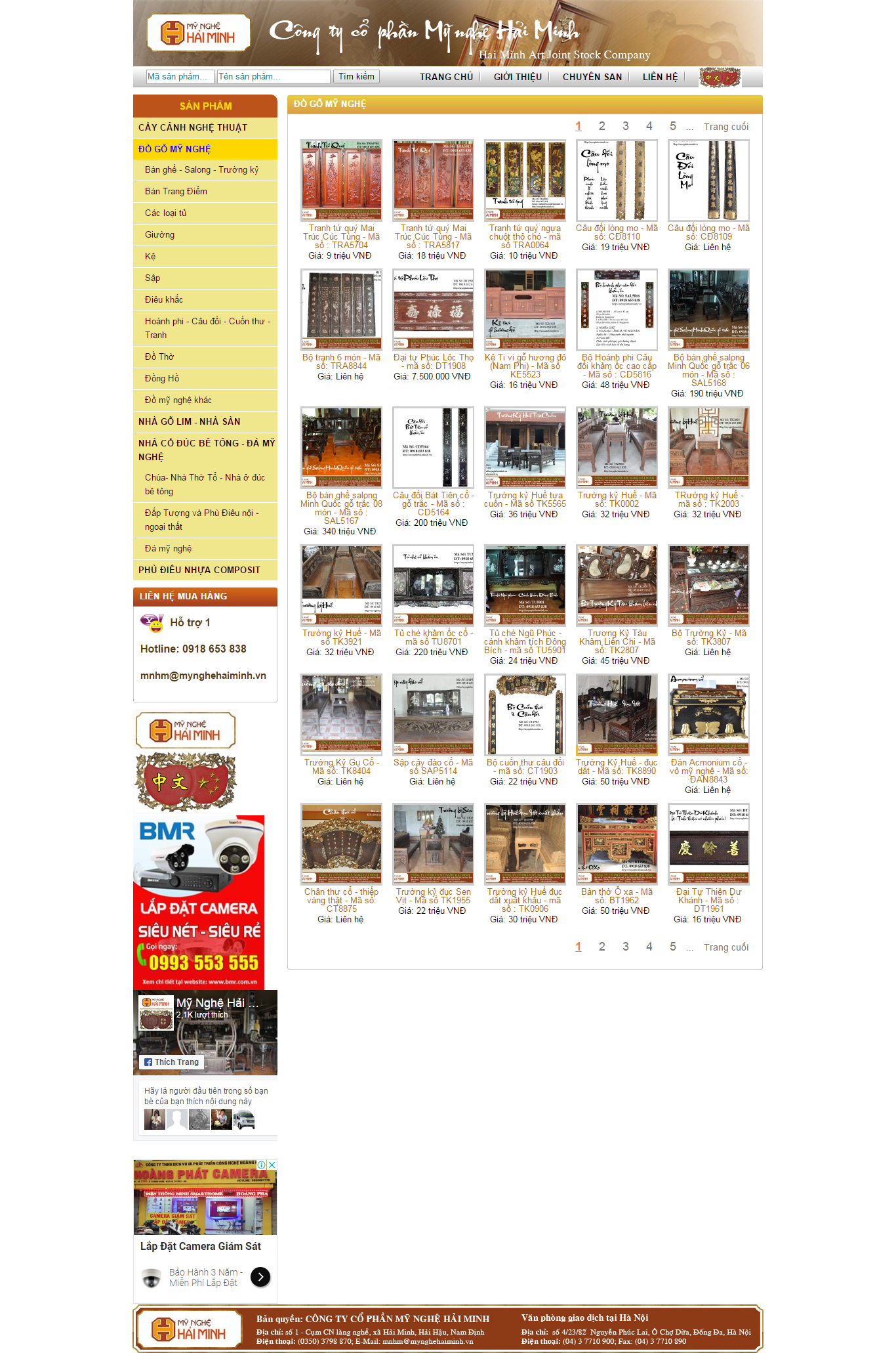 Thiết kế website đồ gỗ mỹ nghệ, bàn ghế gỗ, bàn thờ của Cty đồ gỗ Hải Minh