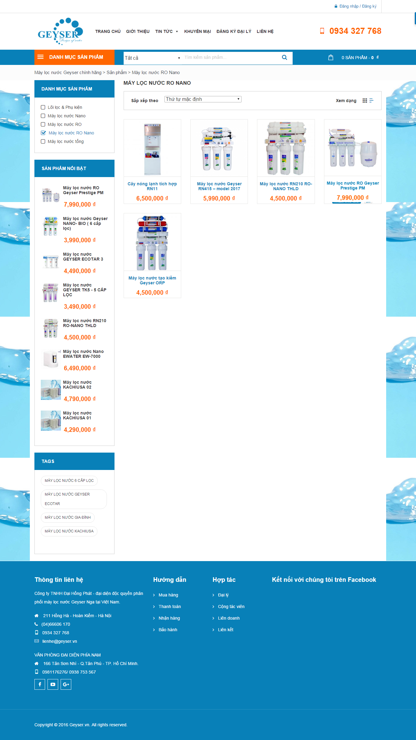 Thiết kế website máy lọc nước RO Nano của Cty Đạt Hồng Phát