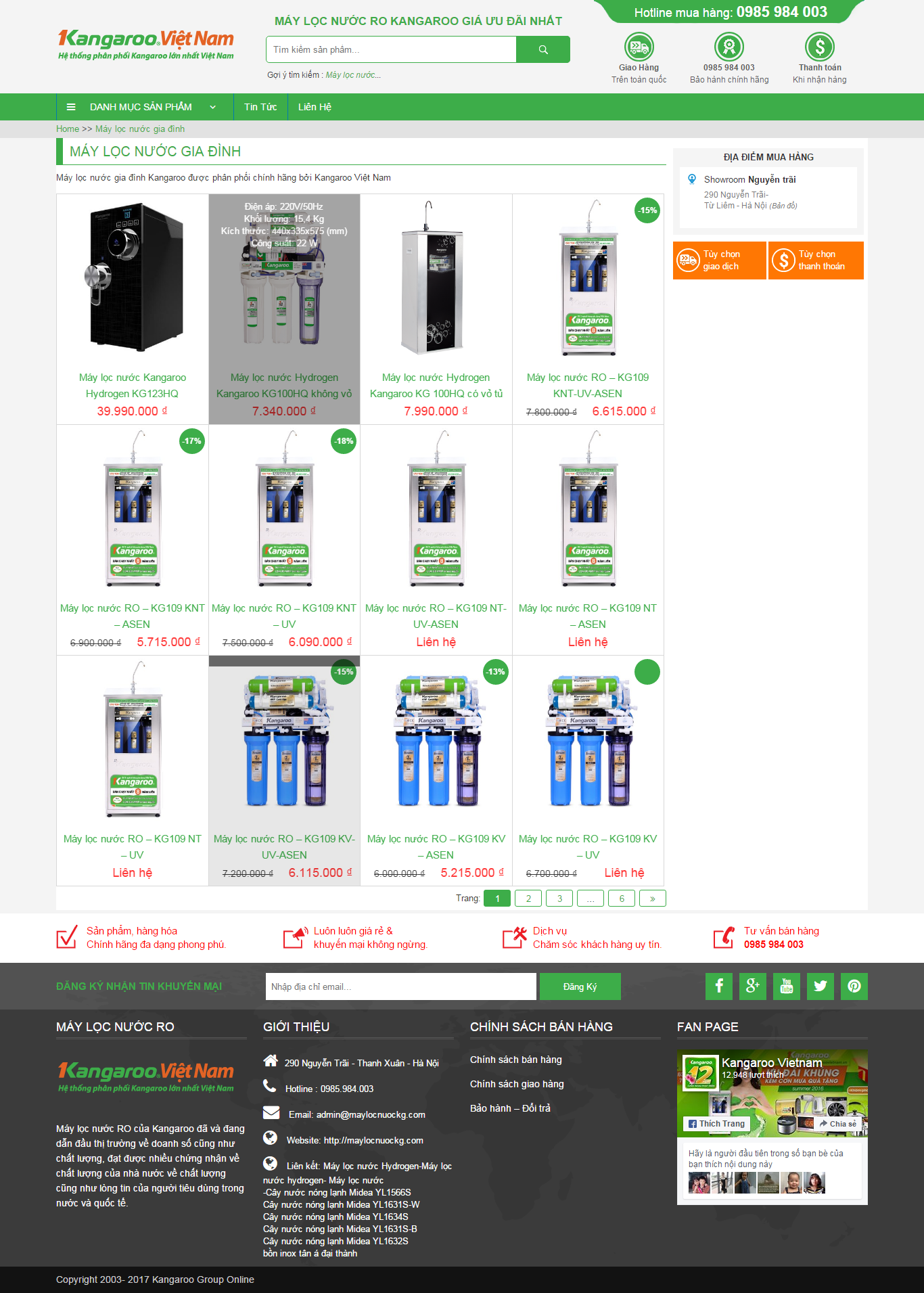 Thiết kế website máy lọc nước RO Kangaroo Việt Nam