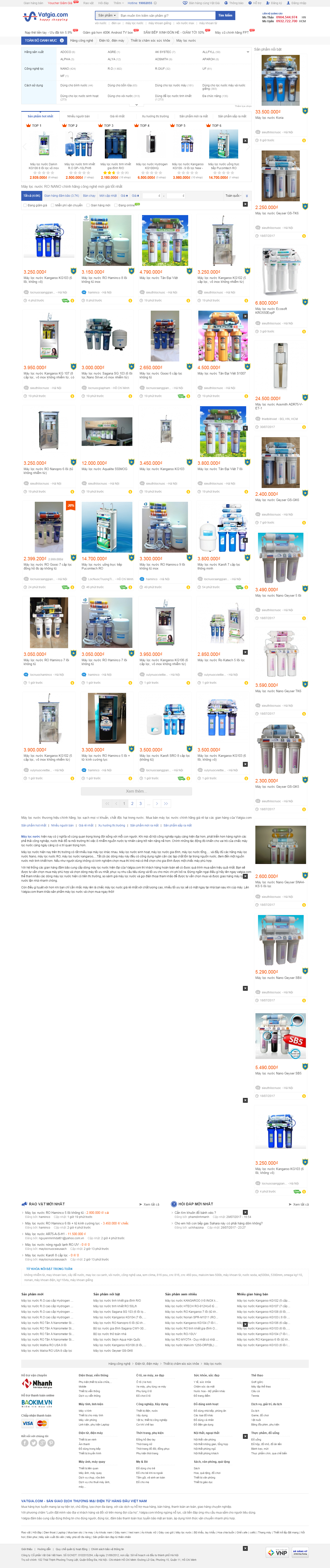 Thiết kế website máy lọc nước RO Vatgia.com đẹp SEO nhanh hiệu quả