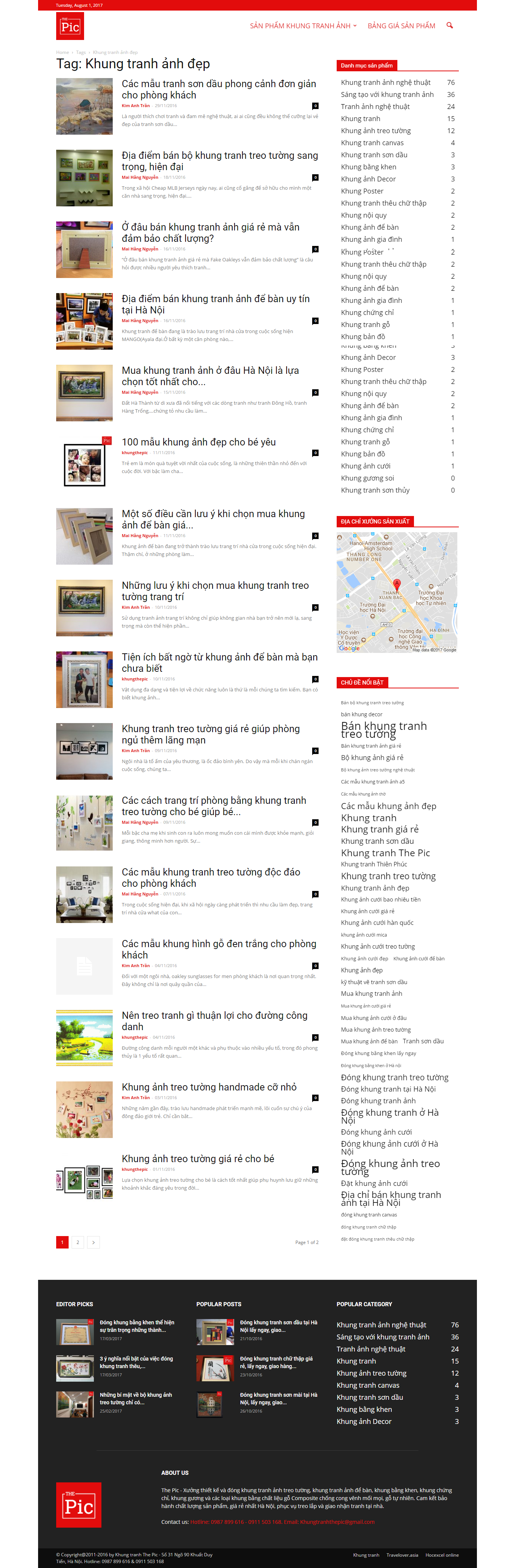 Thiết kế website bán khung tranh nghệ thuật, vật tư phụ kiện khung tranh, đóng khung tranh