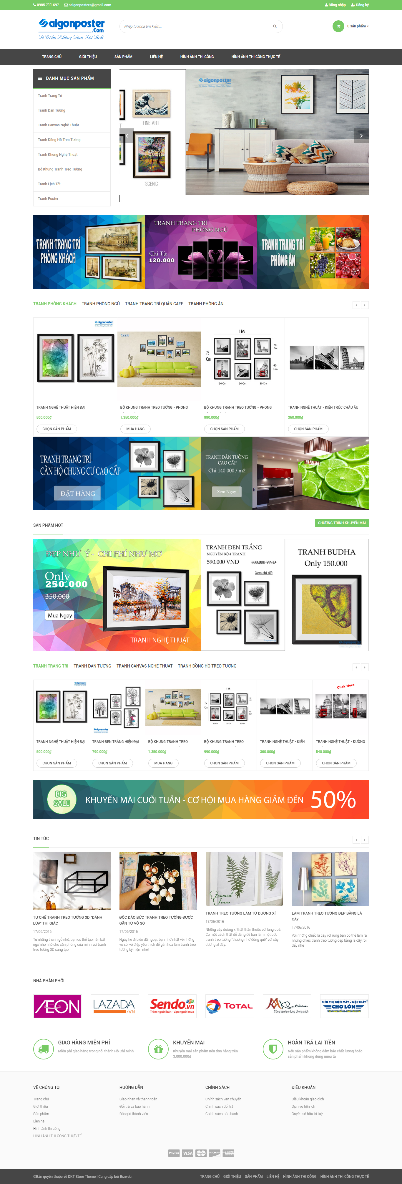 Thiết kế website bán tranh, tranh nghệ thuật, tranh trang trí chung cư cao cấp , tranh đen trắng