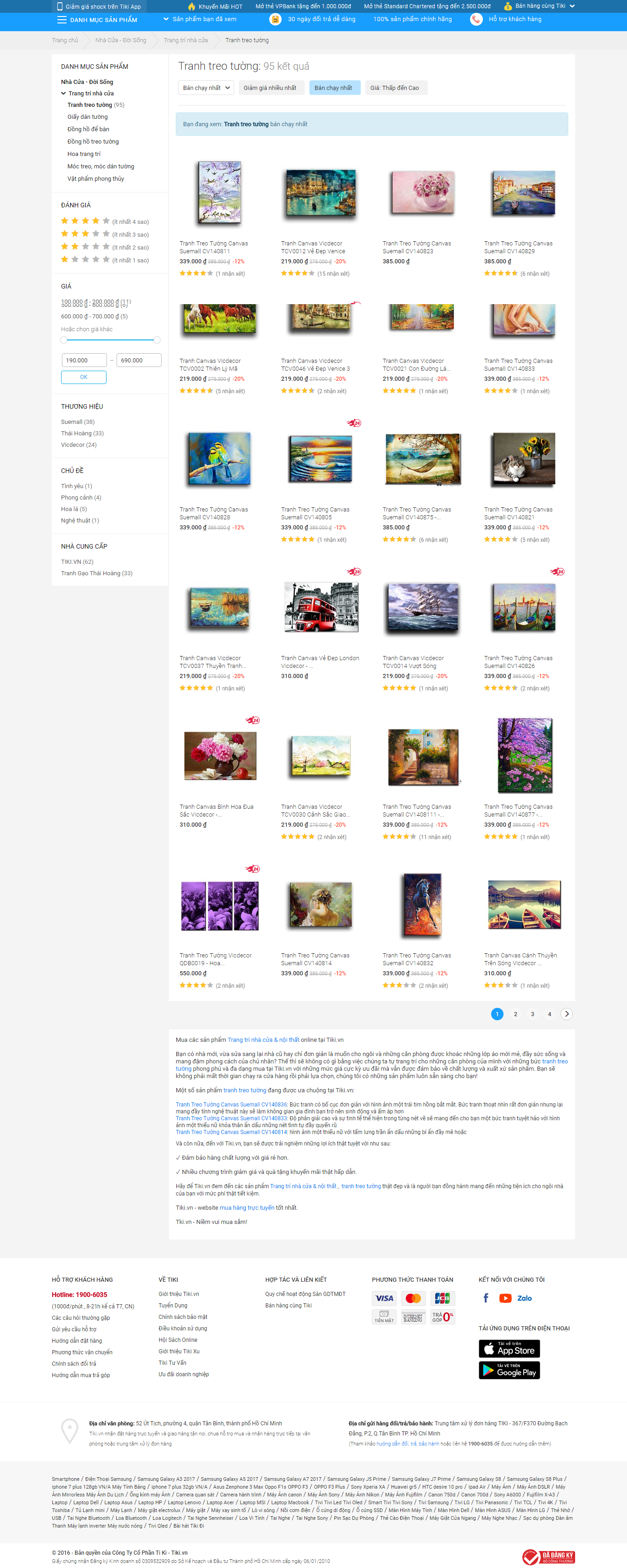 Thiết kế website bán tranh, tranh nghệ thuật, tranh trang trí, tranh treo tường cao cấp