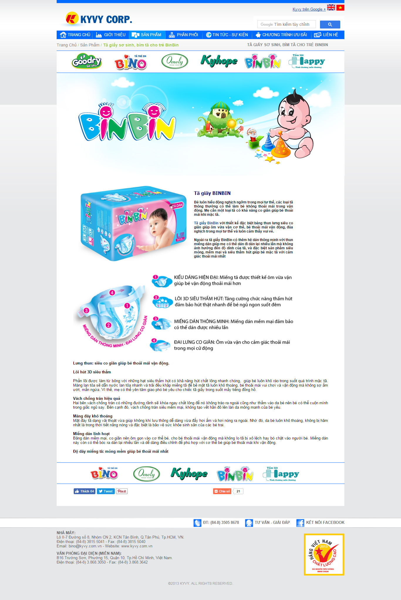 Thiết kế website bỉm và tã giấy cho trẻ em, trẻ sơ sinh BinBin