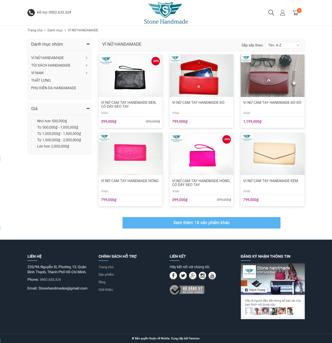 Thiết kế website túi xách, ví cầm tay cho nữ với nhiều mẫu mã, chất liệu tốt, bắt mắt