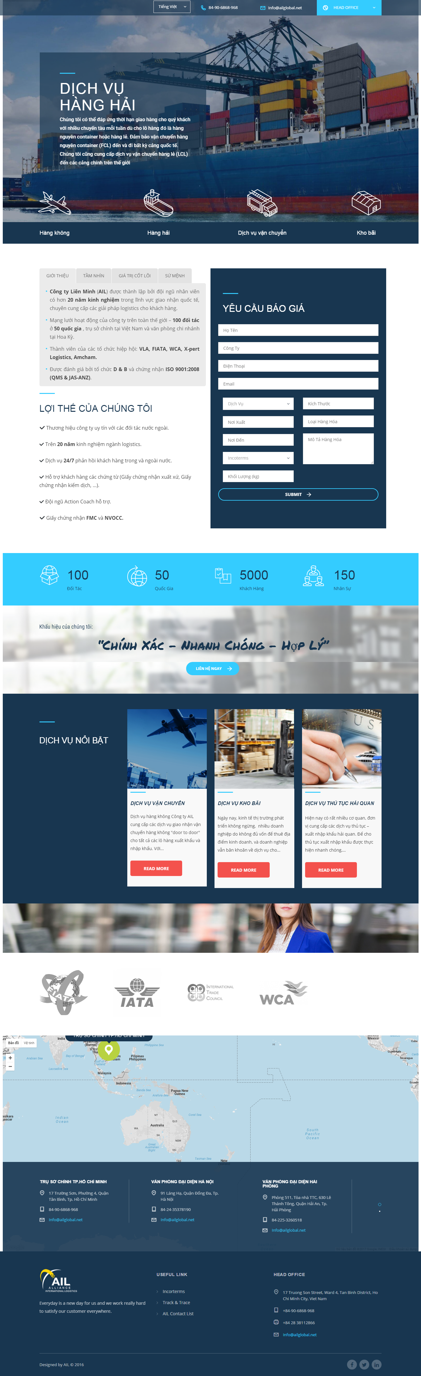Thiết kế website dịch vụ vận chuyển bằng đường biển