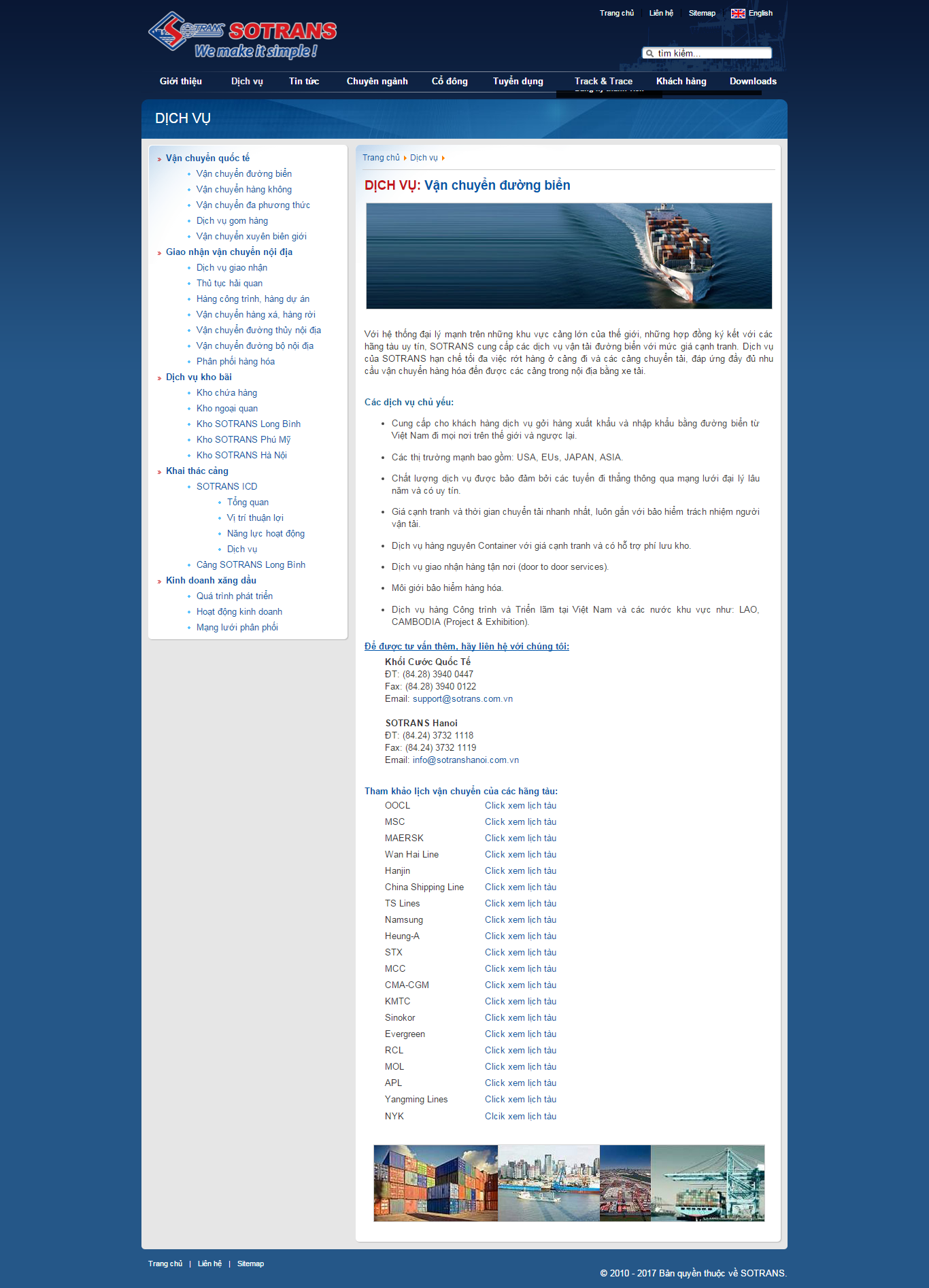 Thiết kế website dịch vụ vận chuyển bằng đường biển trong và ngoài nước