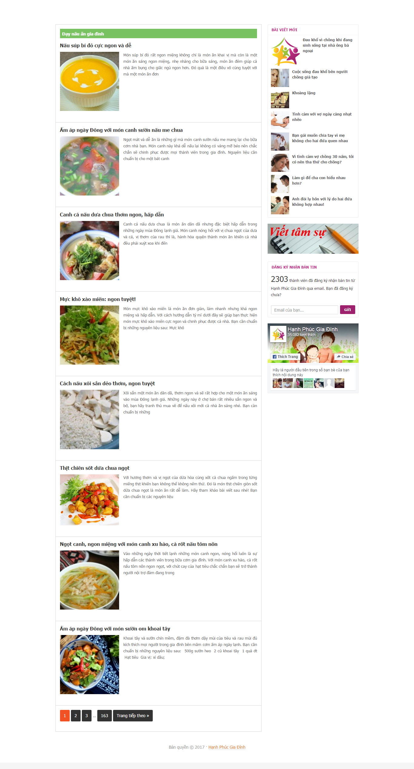 Thiết kế website dạy nấu ăn, hướng dẫn nấu ăn cho gia đình dành cho các bà nội trợ