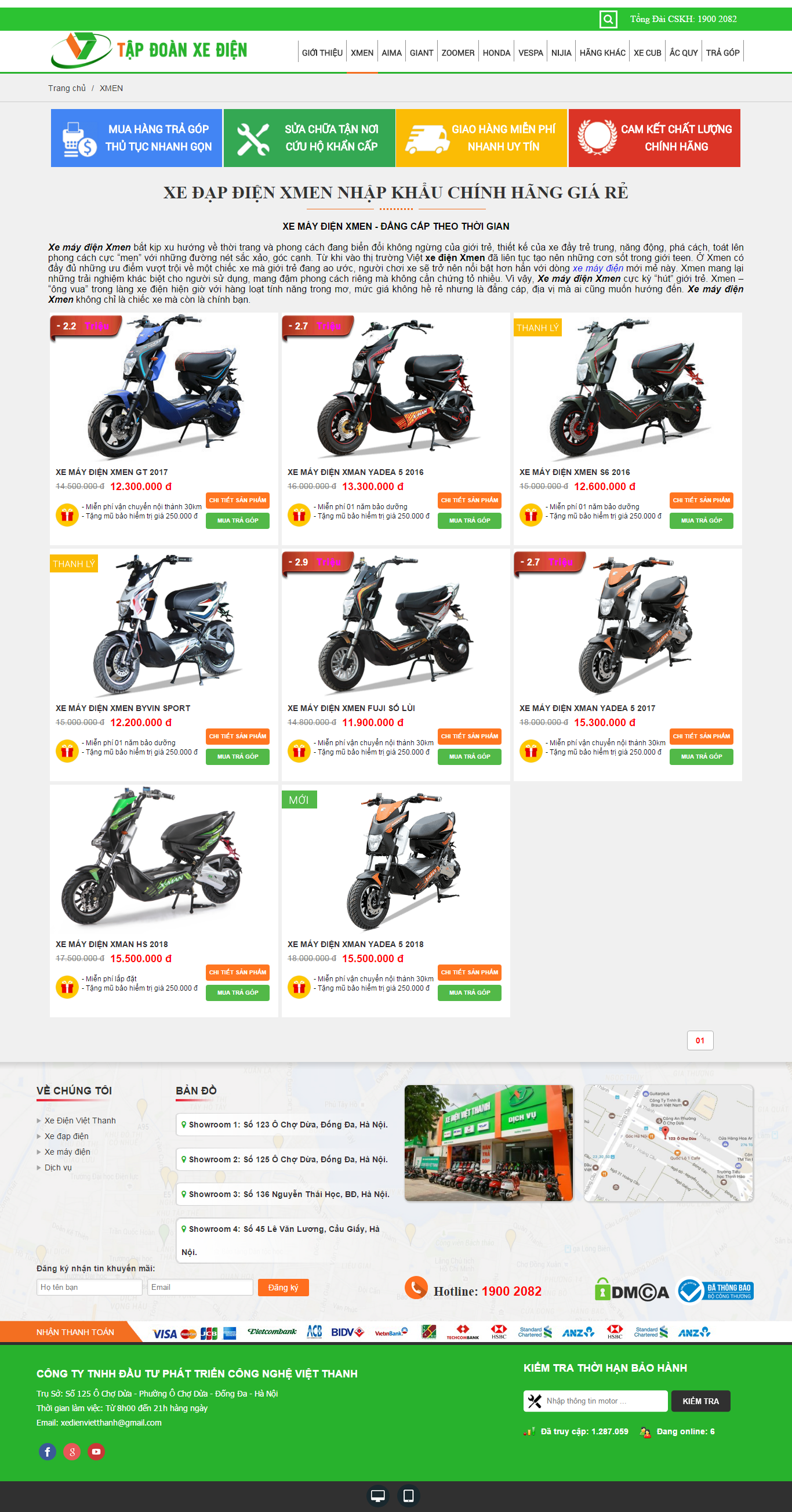Thiết kế website xe đạp điện, xe máy điện, nhiều kiểu dáng, mẫu mã của Cty Việt Thanh