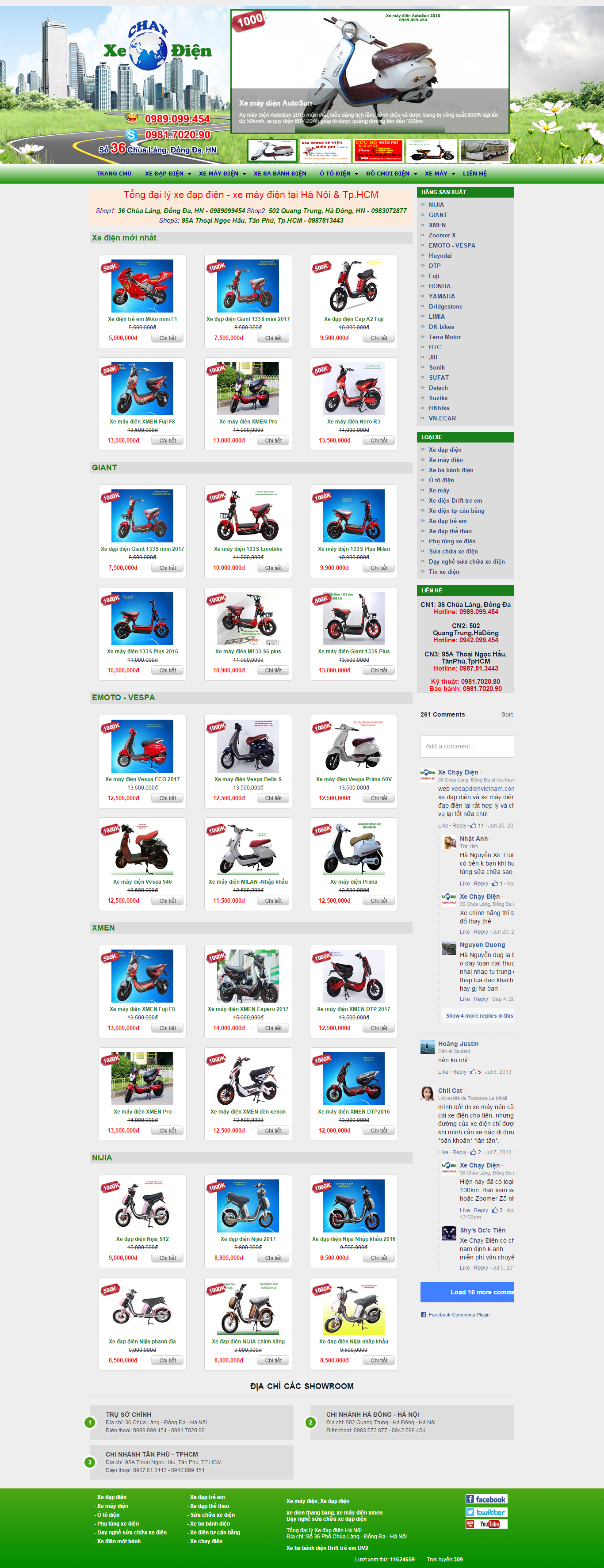 Thiết kế website xe đạp điện, xe máy điện với nhiều kiểu dáng, mẫu mã bắt mắt