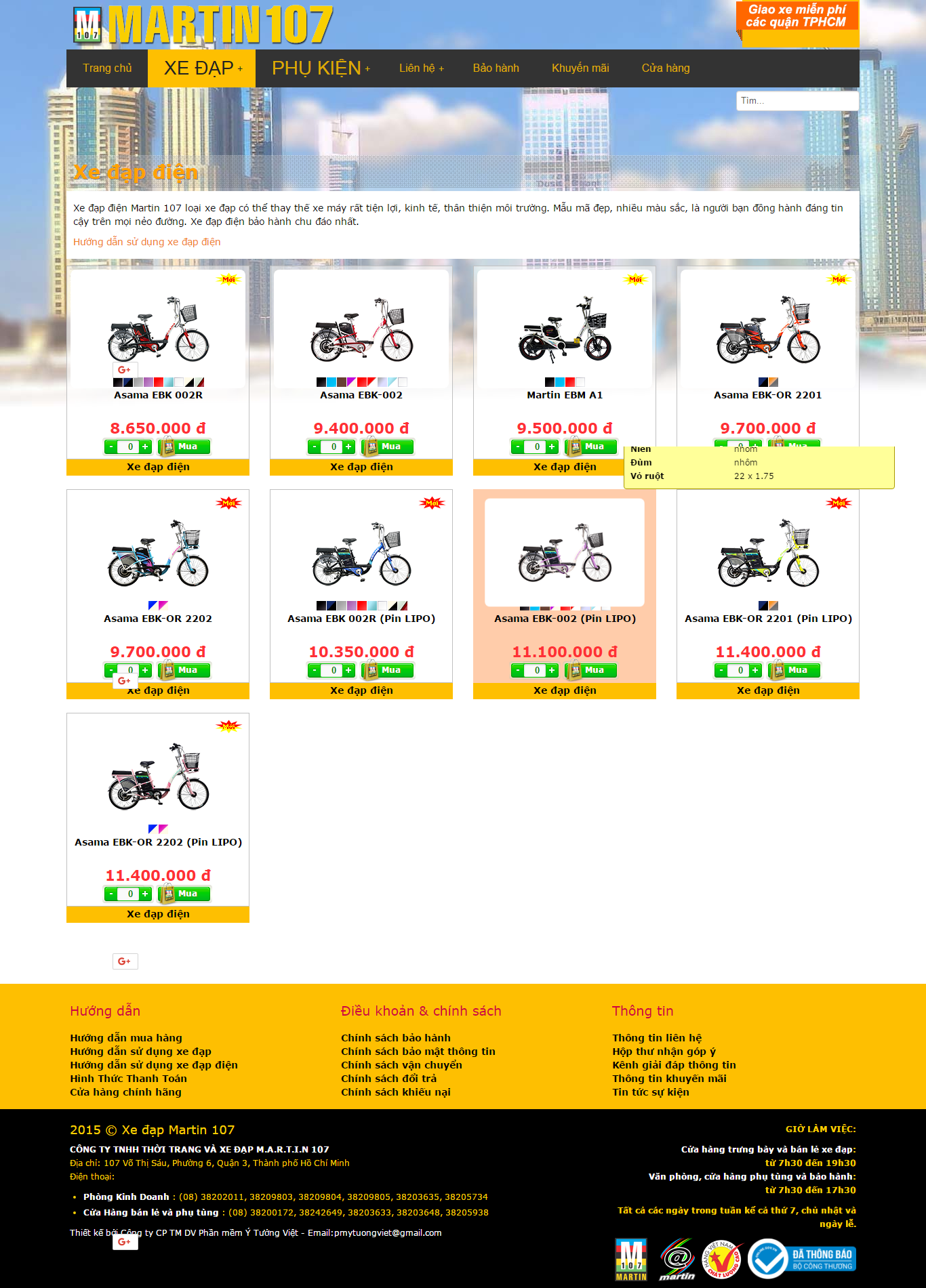 Thiết kế website xe đạp điện, xe máy điện Martin