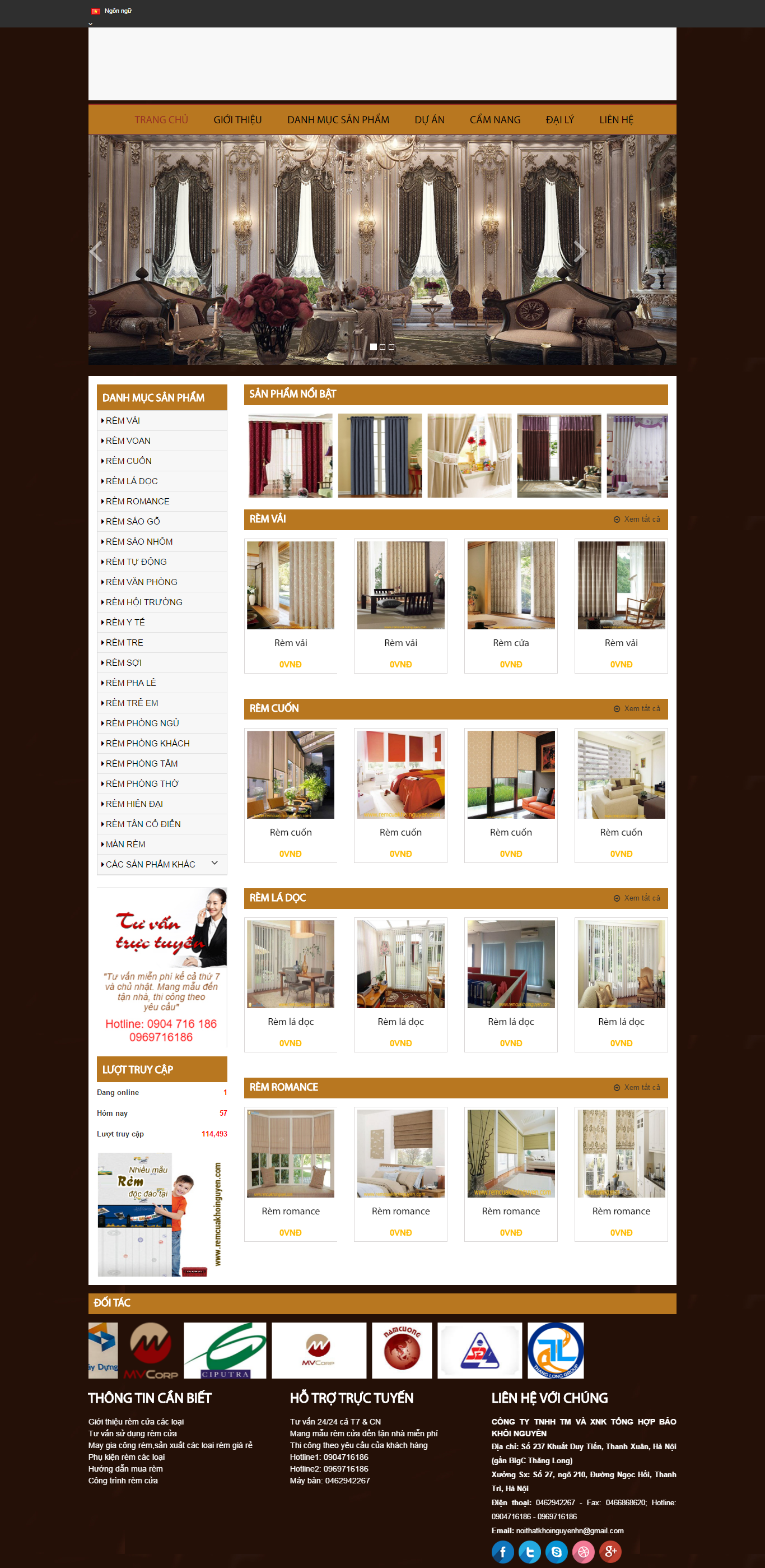 Thiết kế website mành - rèm cửa của Cty Khôi Nguyên