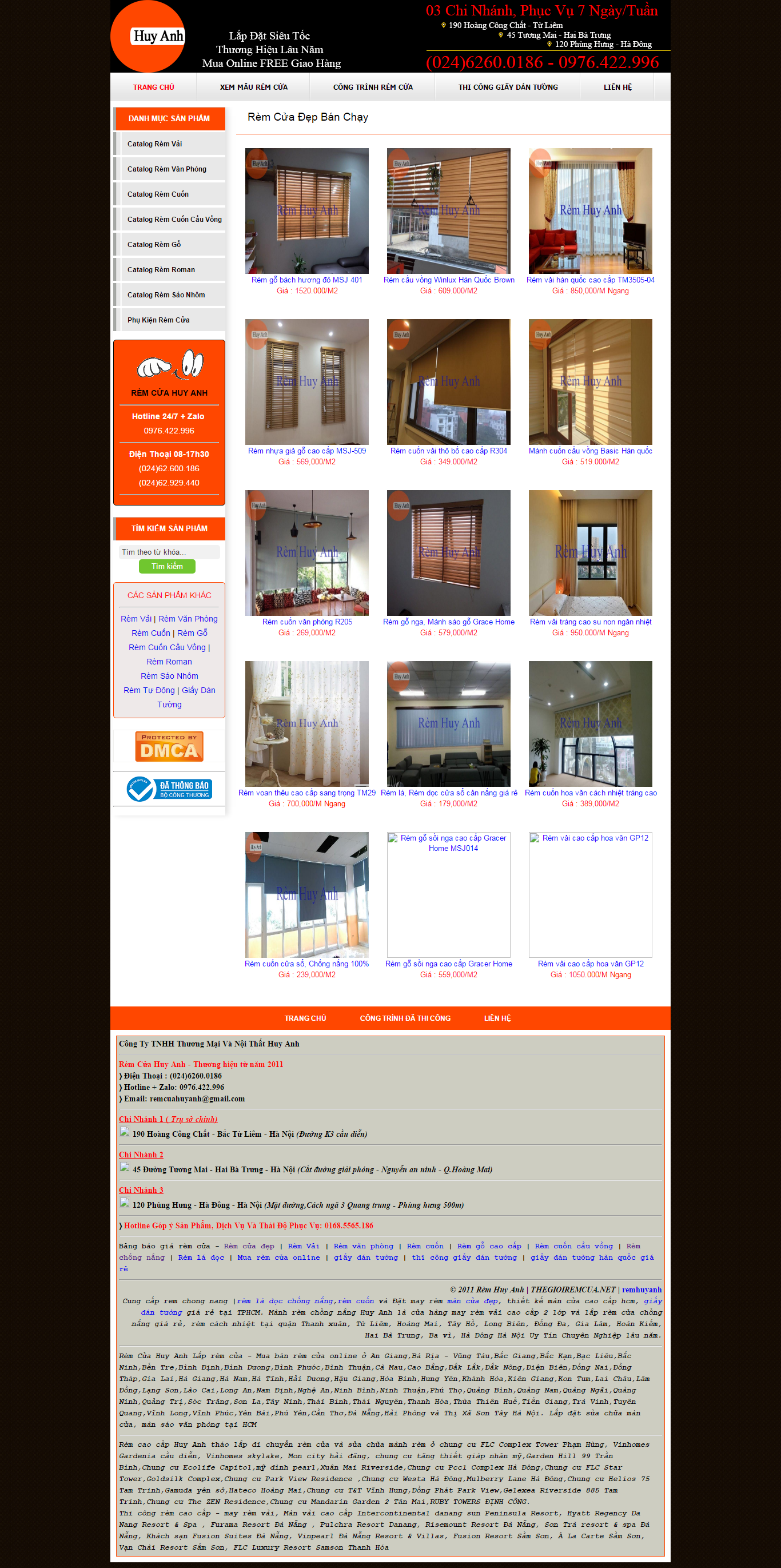 Thiết kế website mành - rèm cửa chất liệu tốt, màu sắc đẹp mắt của Cty Huy Anh