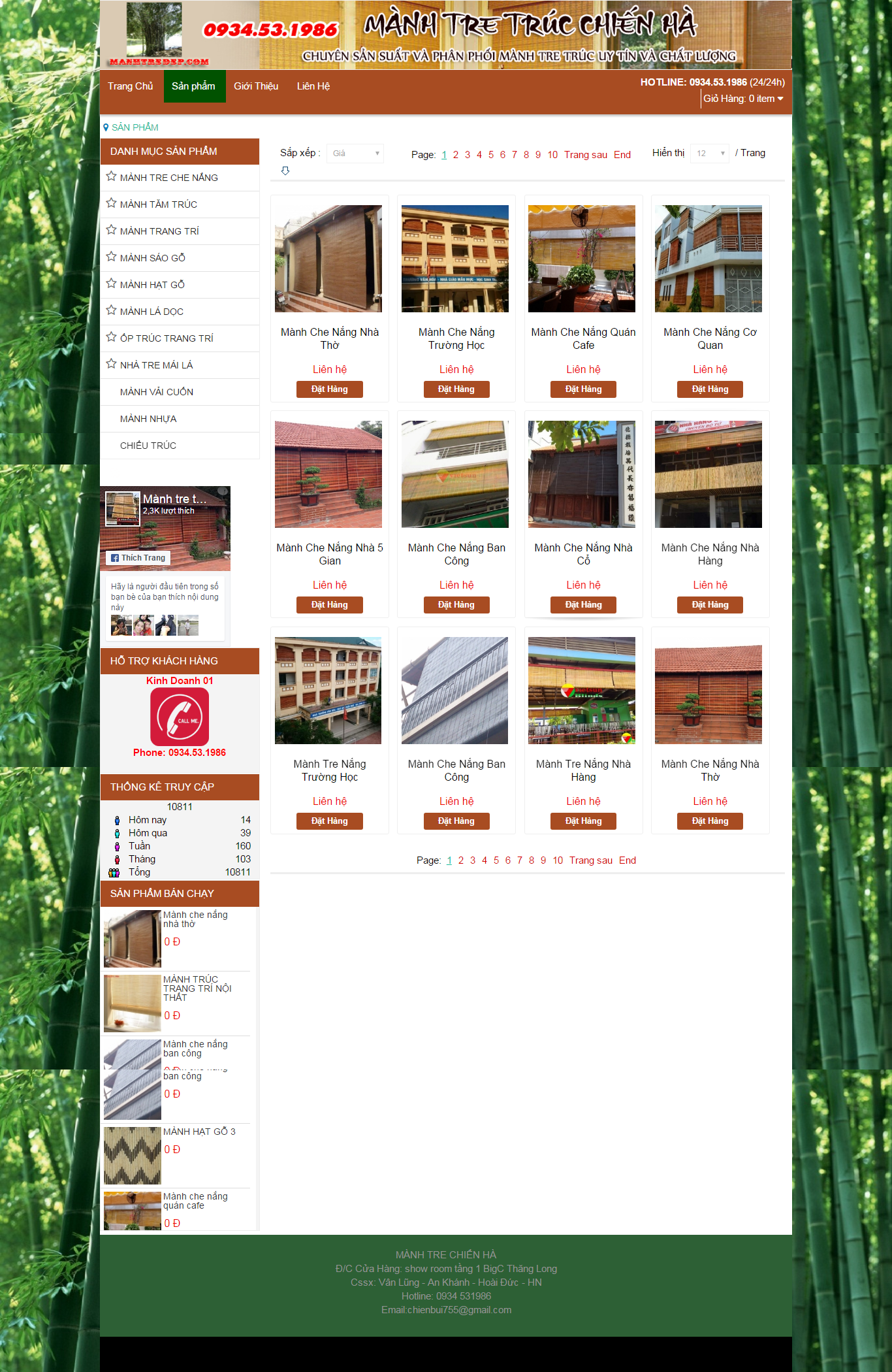 Thiết kế website mành - rèm Chiến Hà chất liệu tre, trúc tự nhiên, bền đẹp