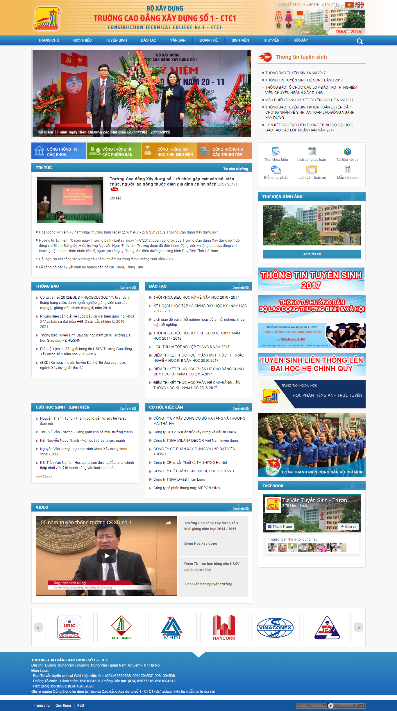 Thiết kế website tuyển sinh, thông tin tuyển sinh của trường Cao đẳng xây dựng số 1 - CTC1