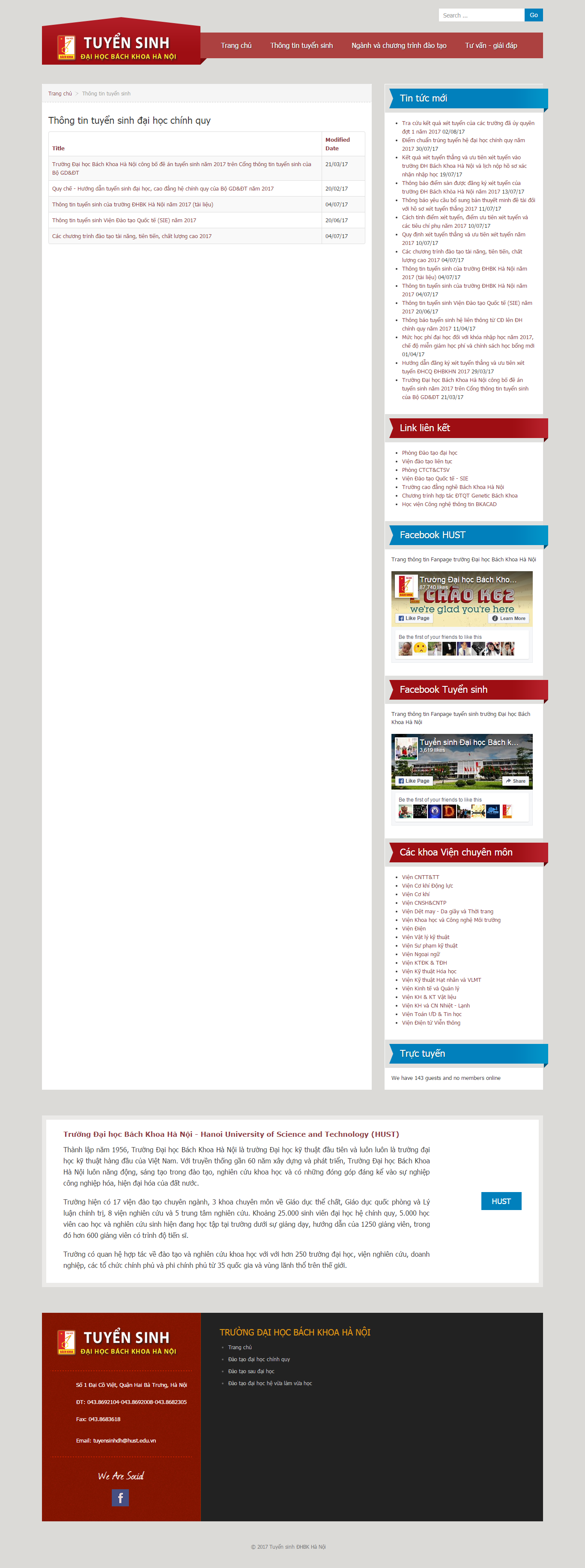 Thiết kế website tuyển sinh của trường Đại Học Bách Khoa Hà Nội