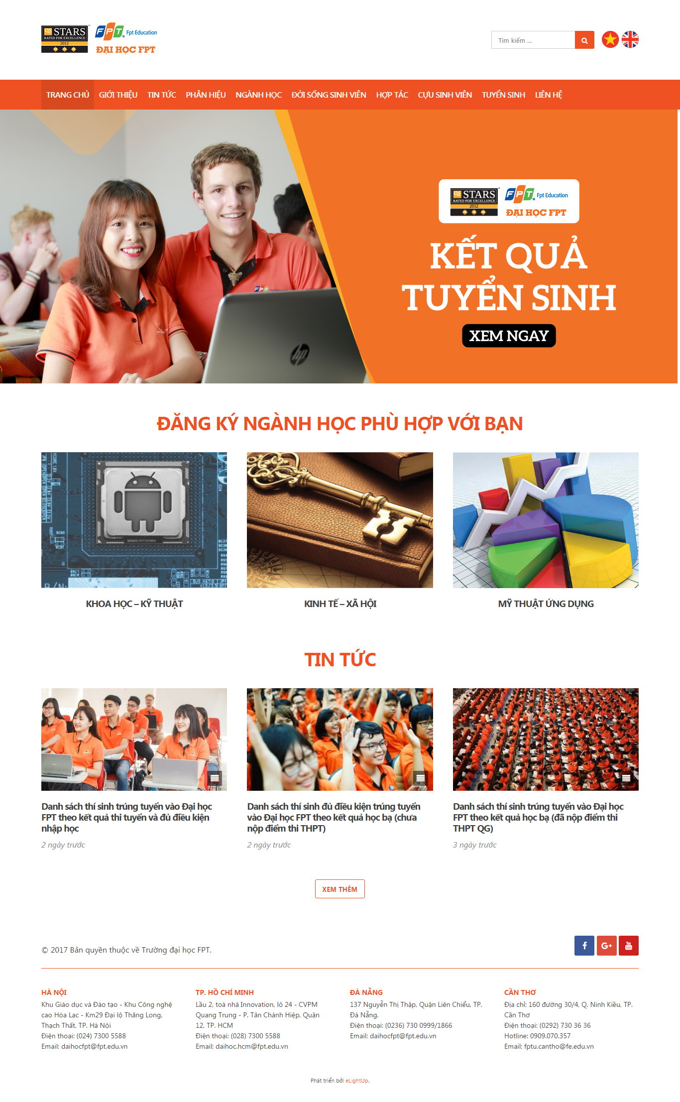 Thiết kế website tuyển sinh của trường Đại Học FPT