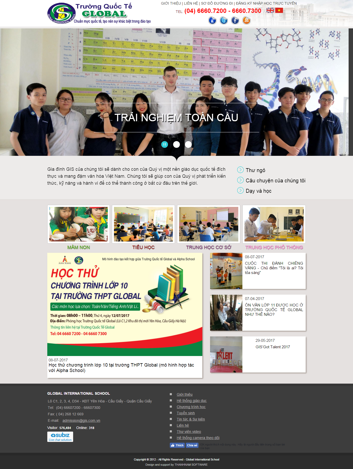 Thiết kế website tuyển sinh của Trường quốc tế Global