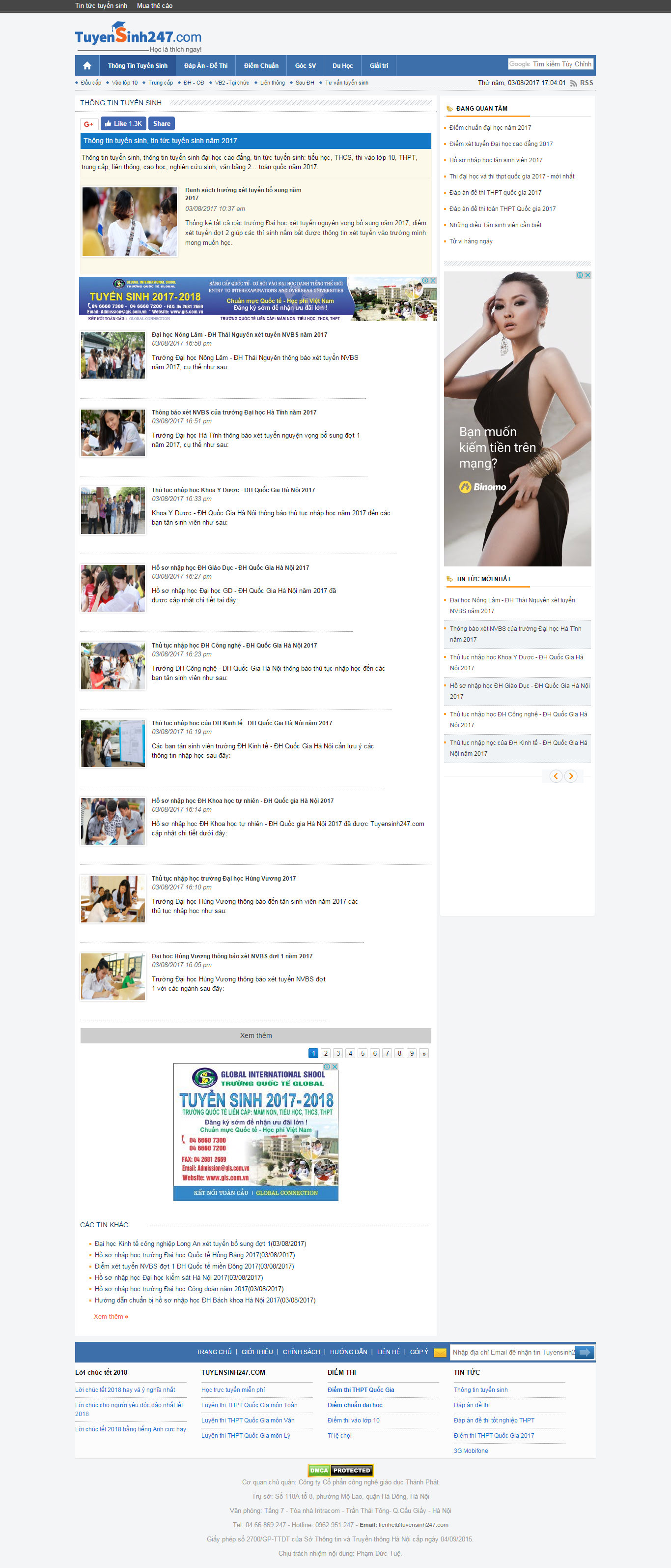 Thiết kế website tuyển sinh, thông tin tuyển sinh đẹp SEO tốt