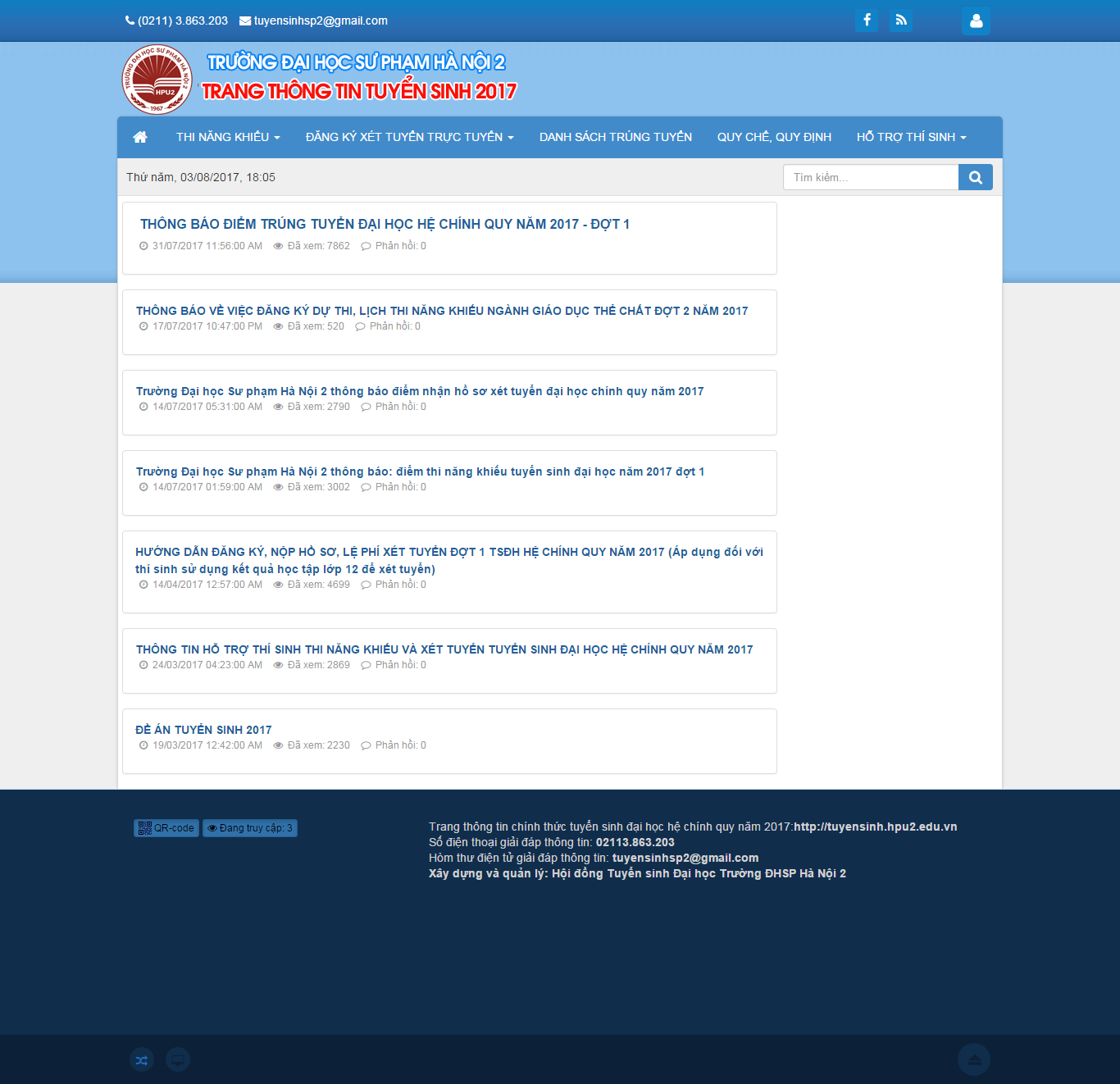 Thiết kế website tuyển sinh, thông tin tuyển sinh của các trường Đại học sư phạm Hà Nội 2