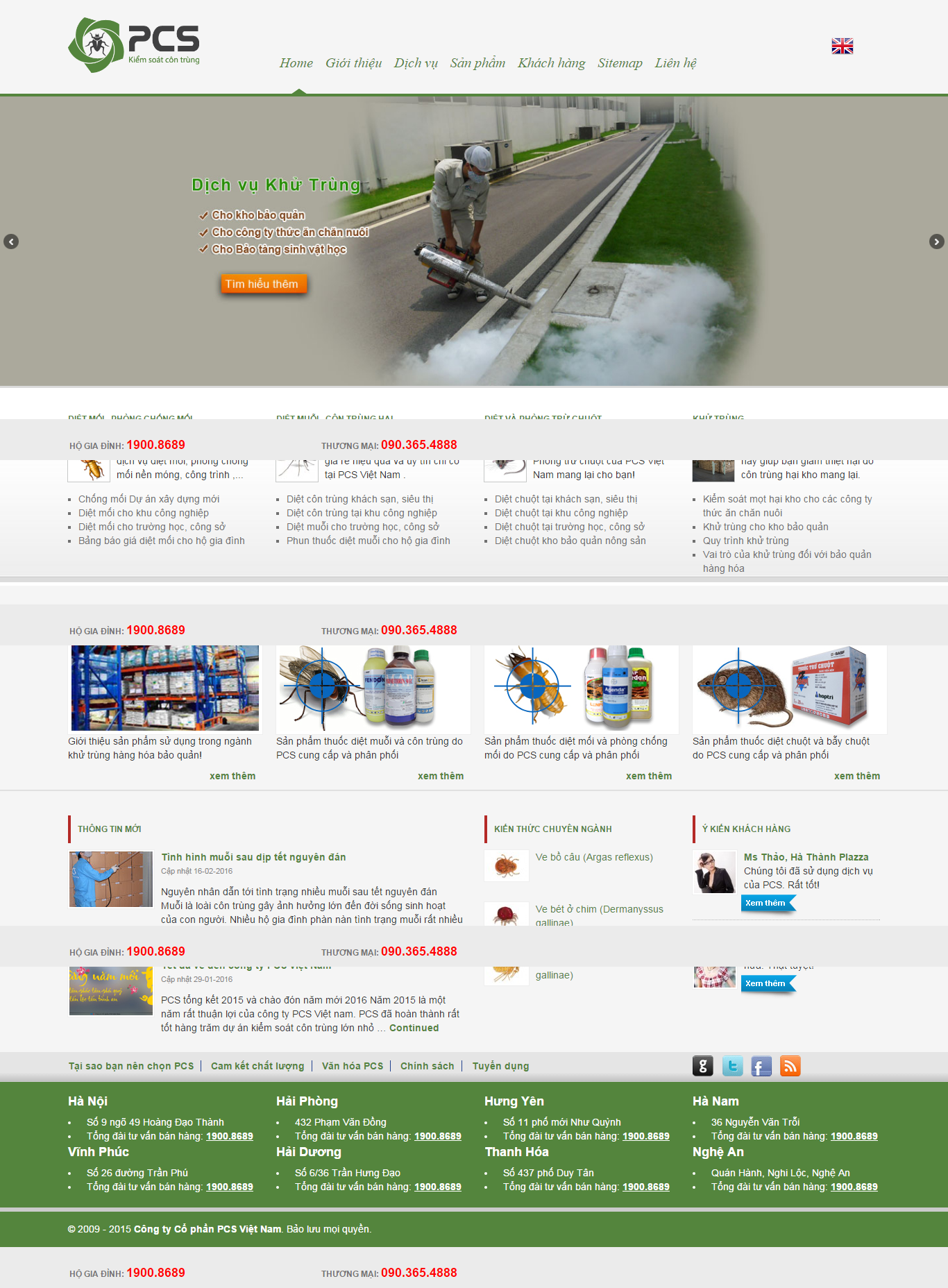 Thiết kế website dịch vụ diệt côn trùng bằng công nghệ cao, các sản phẩm thuốc diệt côn trùng