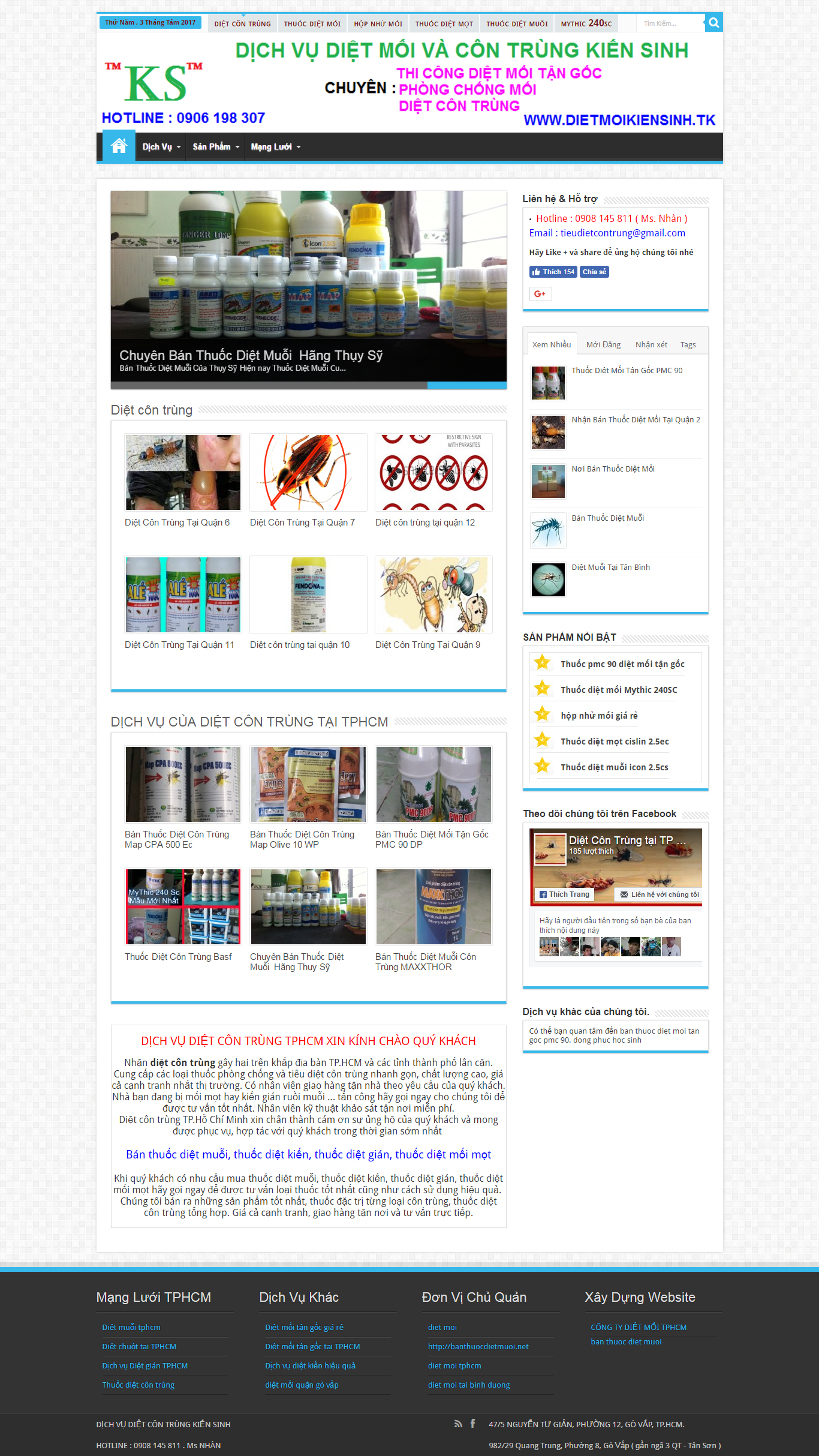 Thiết kế website dịch vụ diệt côn trùng bằng công nghệ cao, các sản phẩm thuốc diệt côn trùng