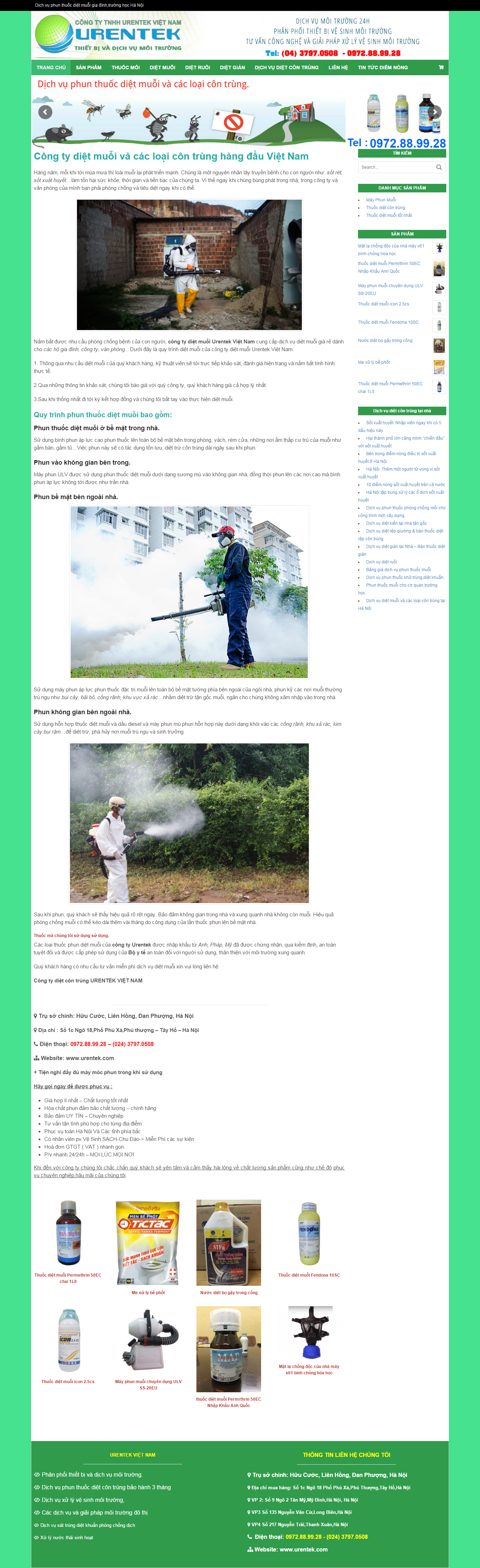 Thiết kế website dịch vụ diệt côn trùng bằng công nghệ cao của Cty TNHH Urentek Việt Nam