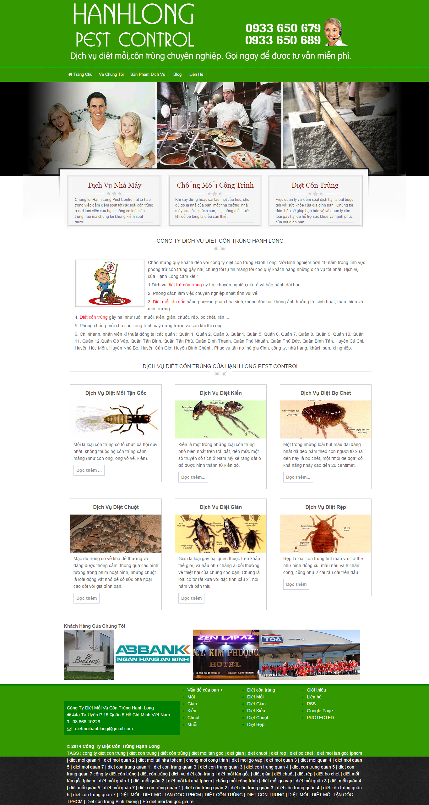 Thiết kế website dịch vụ diệt côn trùng bằng công nghệ cao, các sản phẩm thuốc diệt côn trùng