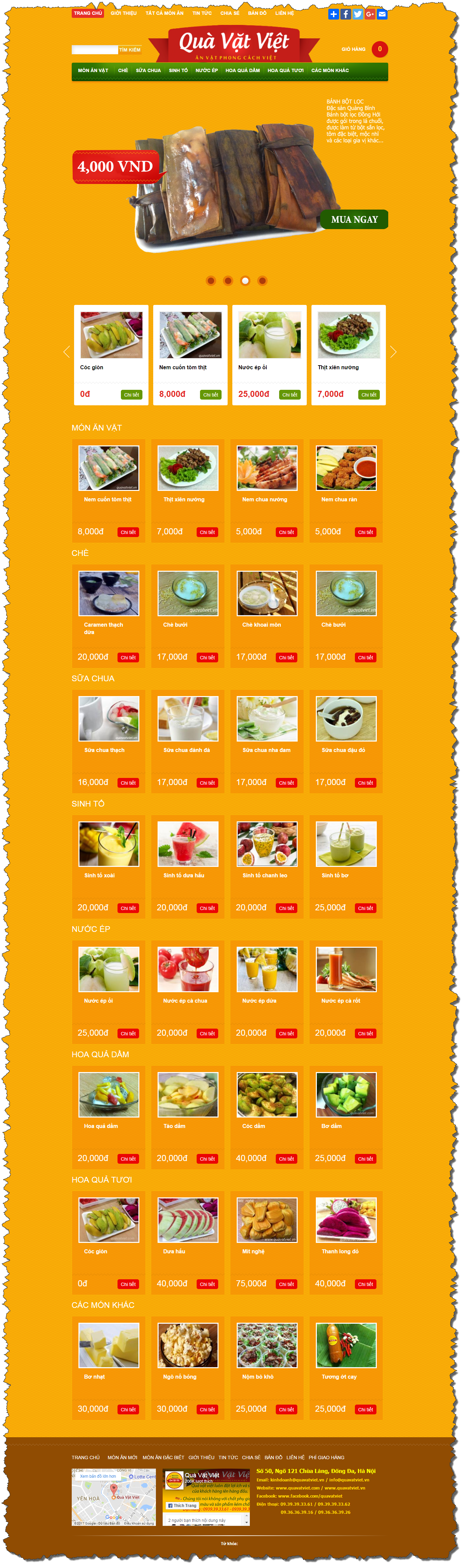 Thiết kế website đồ ăn vặt, đồ uống ngon tại Quà Vặt Việt