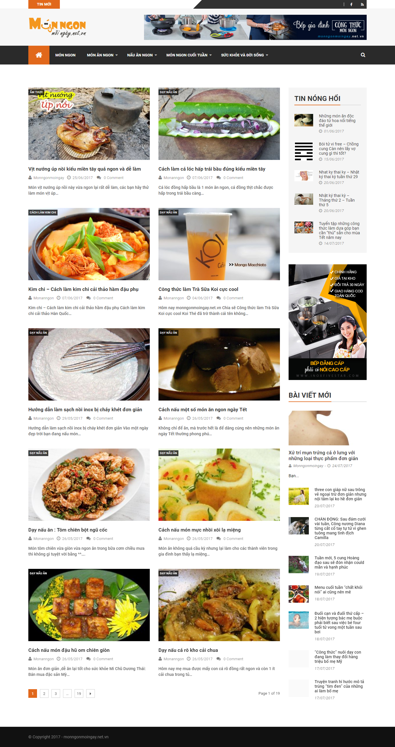 Thiết kế website dạy nấu ăn, cách nấu các món ăn ngon cho gia đình