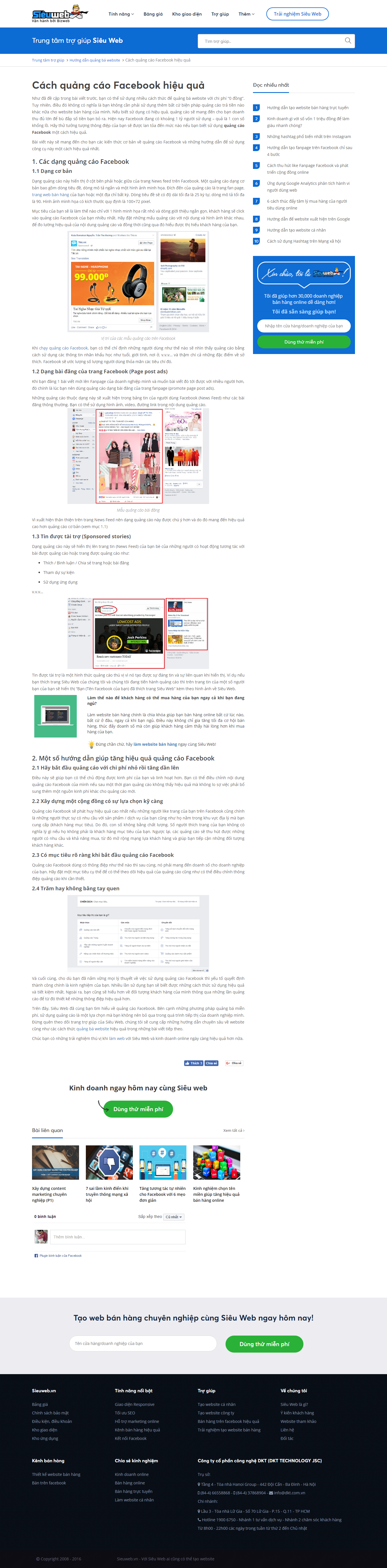 Thiết kế website quảng cáo facebook, cách quảng cáo facebook hợp lý