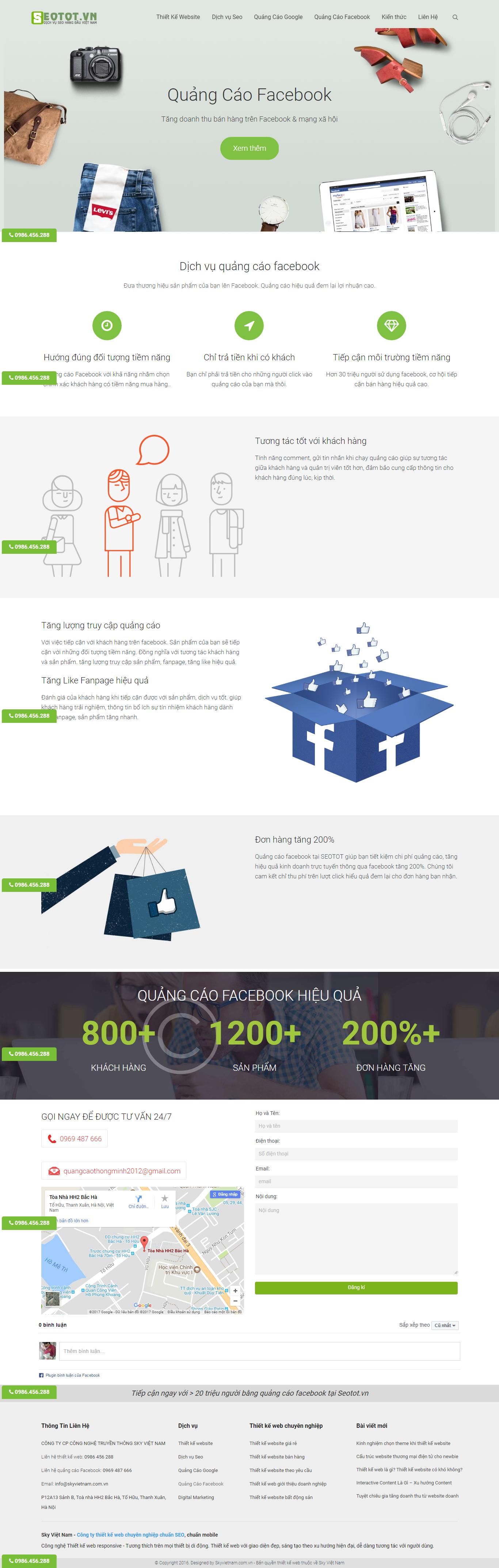 Thiết kế website quảng cáo facebook đẹp, chuyên nghiệp chuẩn SEO