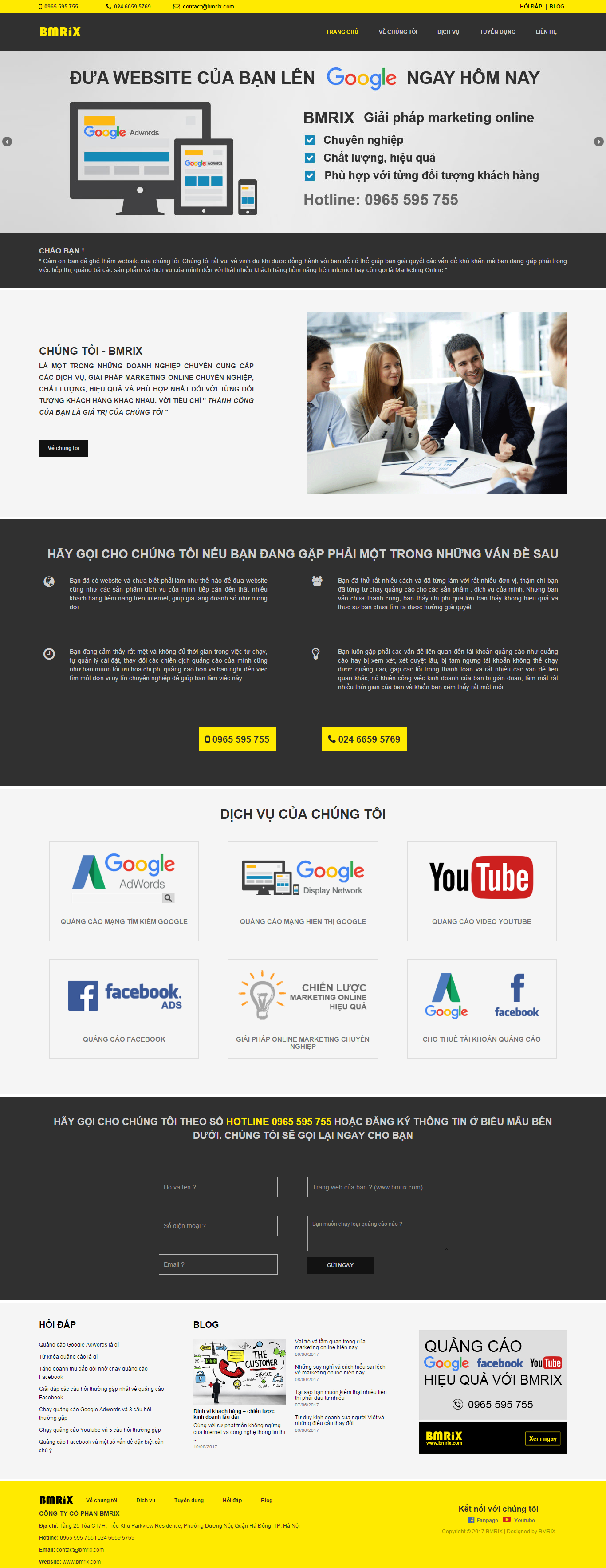 Thiết kế website quảng cáo google adwords, thiết kế web, dịch vụ seo của BMRIX