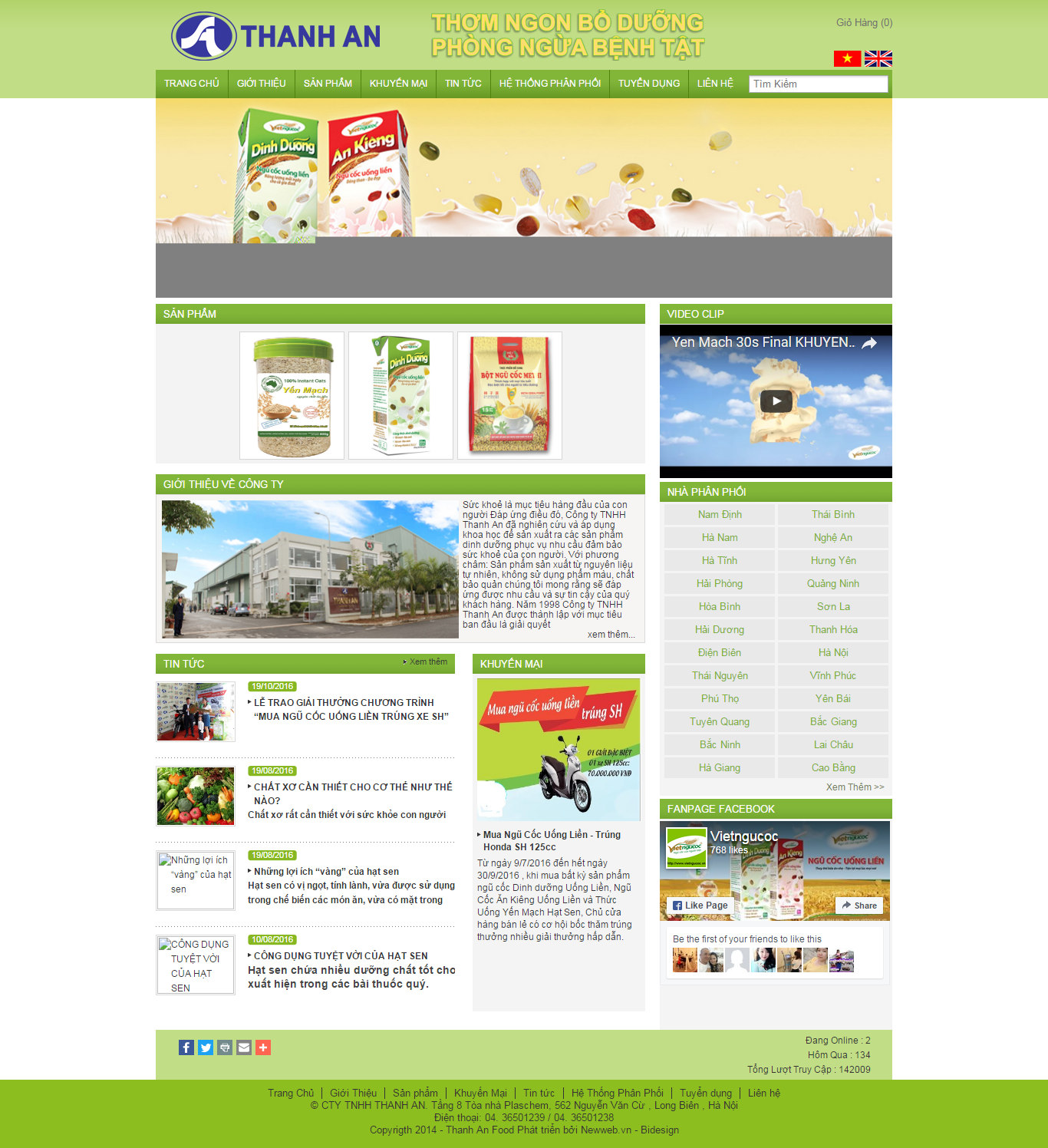 Thiết kế website thực phẩm, thực phẩm dinh dưỡng tốt cho sức khỏe Thanh An