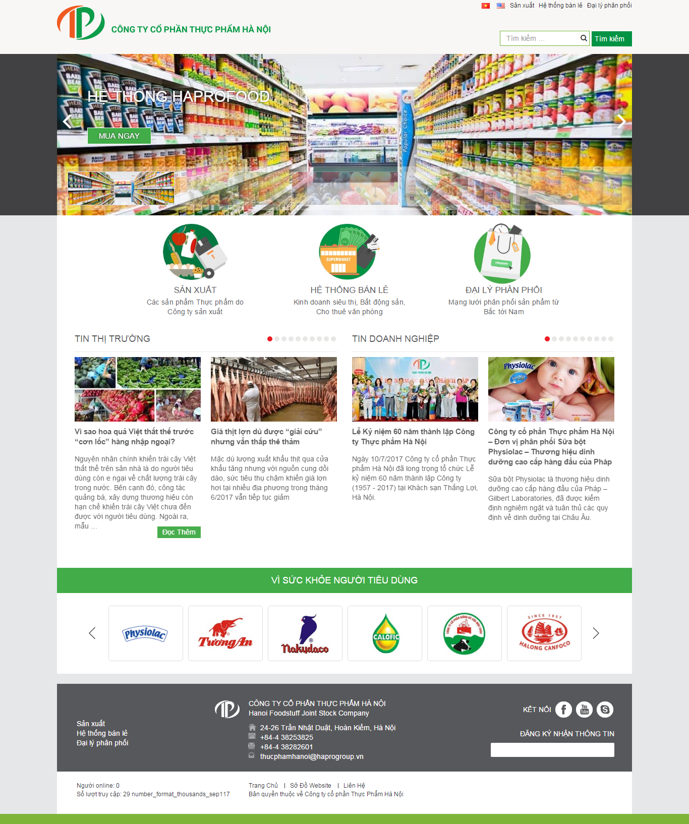 Thiết kế website thực phẩm, sản xuất kinh doanh thực phẩm sạch, an toàn của Cty Thực Phẩm Hà Nội