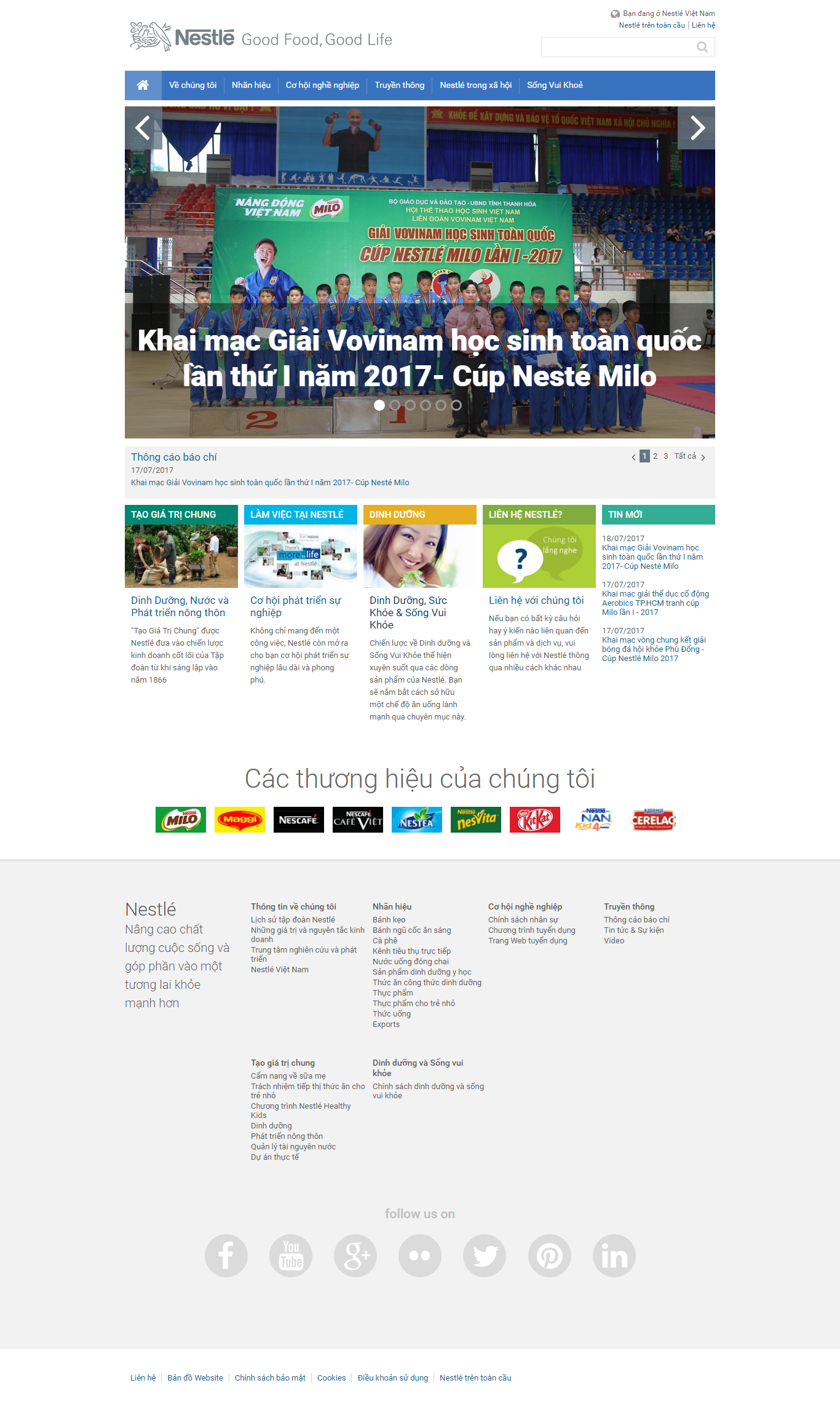 Thiết kế website thực phẩm, thức uống Nestlé đẹp SEO tốt