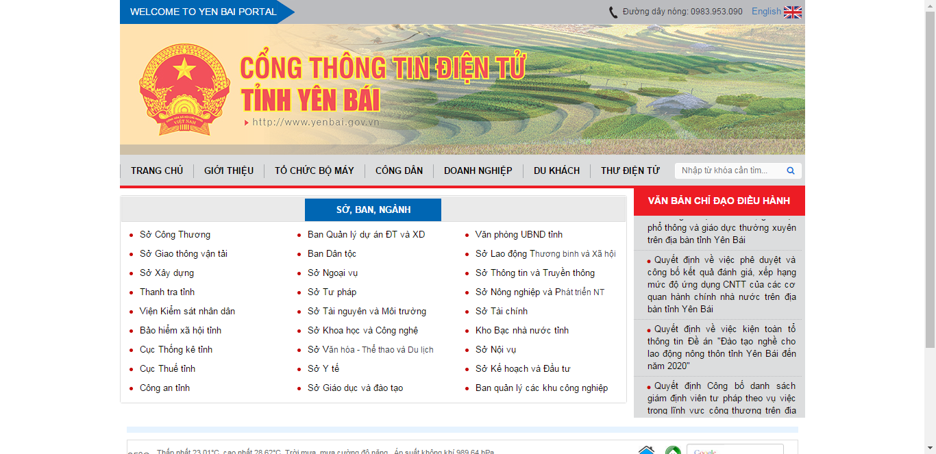 Thiết kế website cổng thông tin điện tử tỉnh Yên Bái