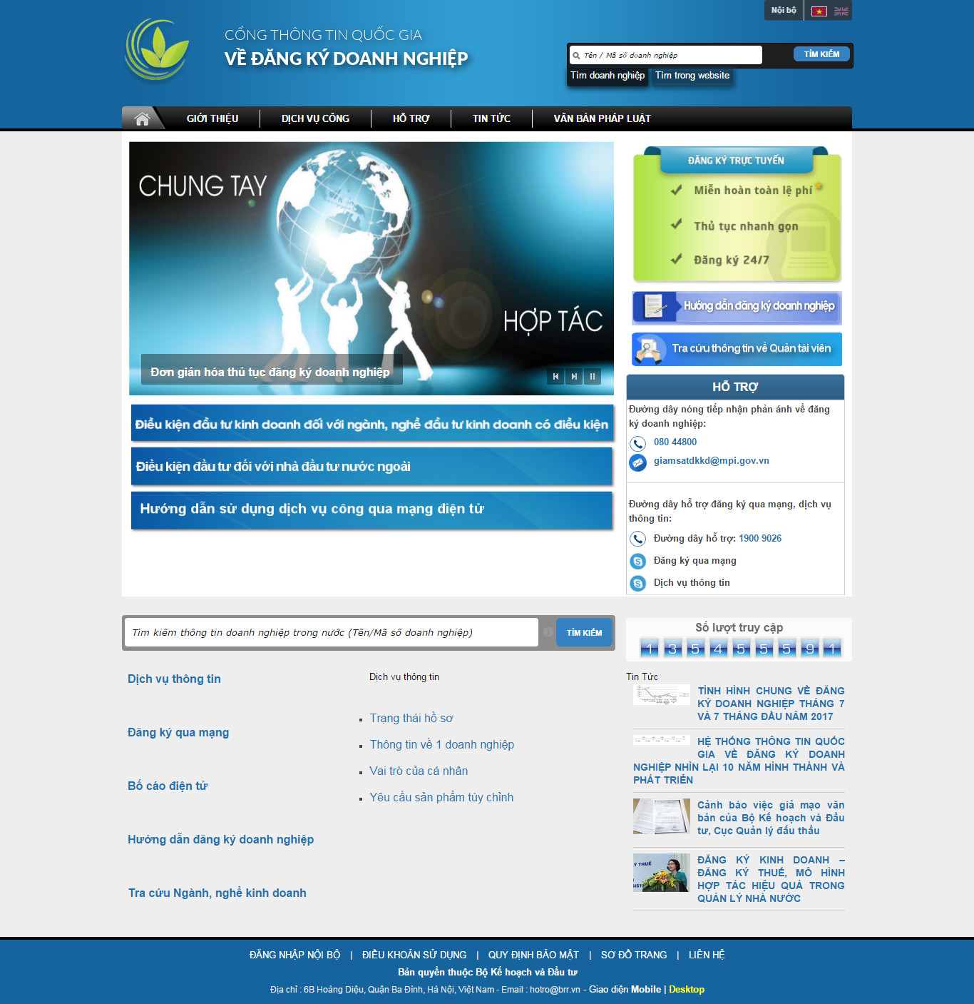 Thiết kế website cổng thông tin quốc gia về đăng kí doanh nghiệp