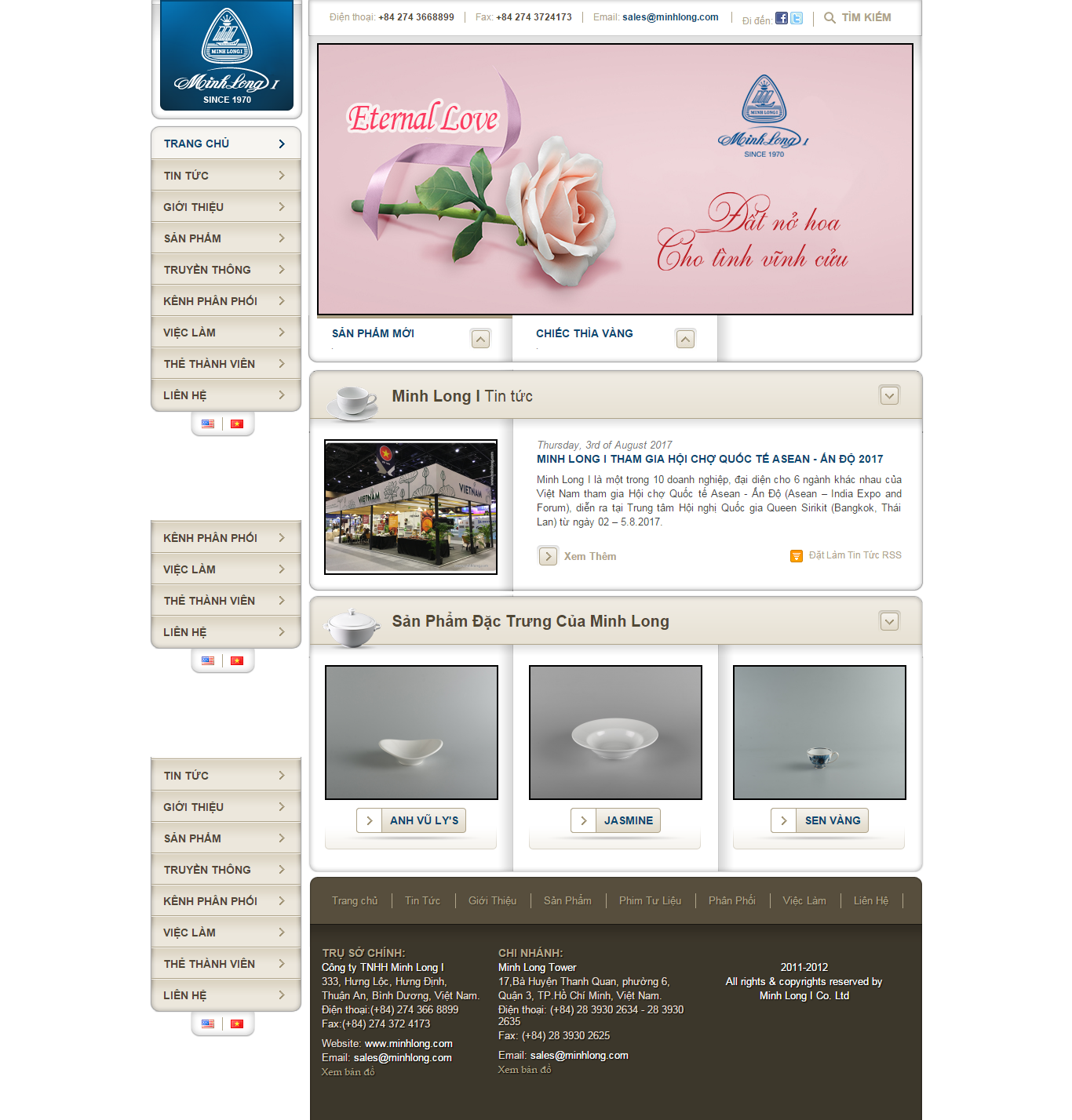 Thiết kế website đồ gốm sứ Minh Long đẹp, chuyên nghiệp chuẩn SEO