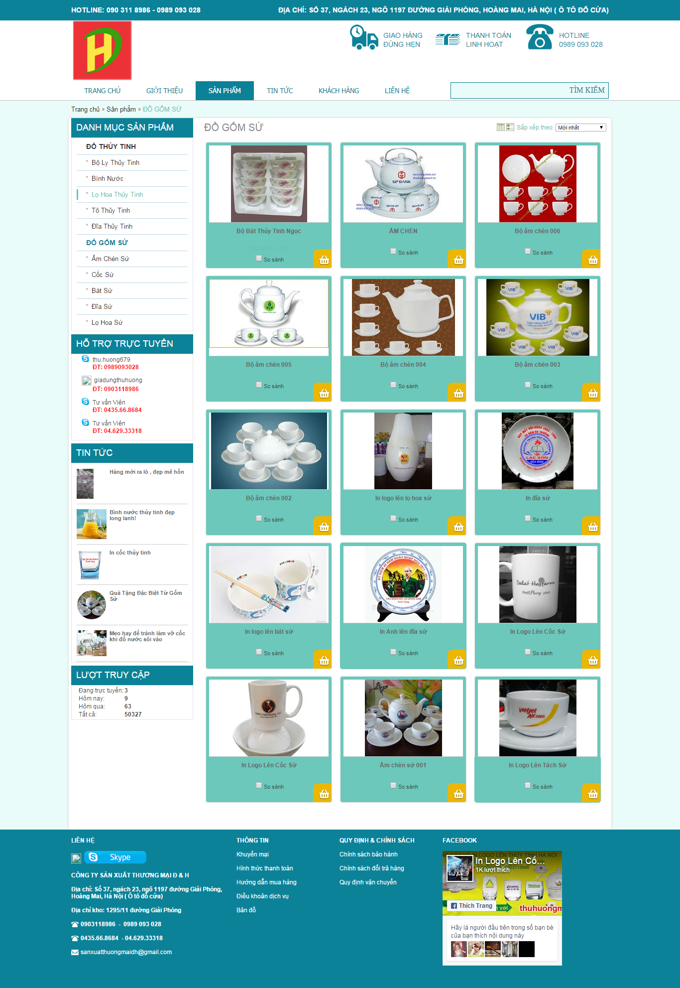 Thiết kế website đồ gốm sứ với nhiều mẫu mã,chi tiết hoa văn đẹp