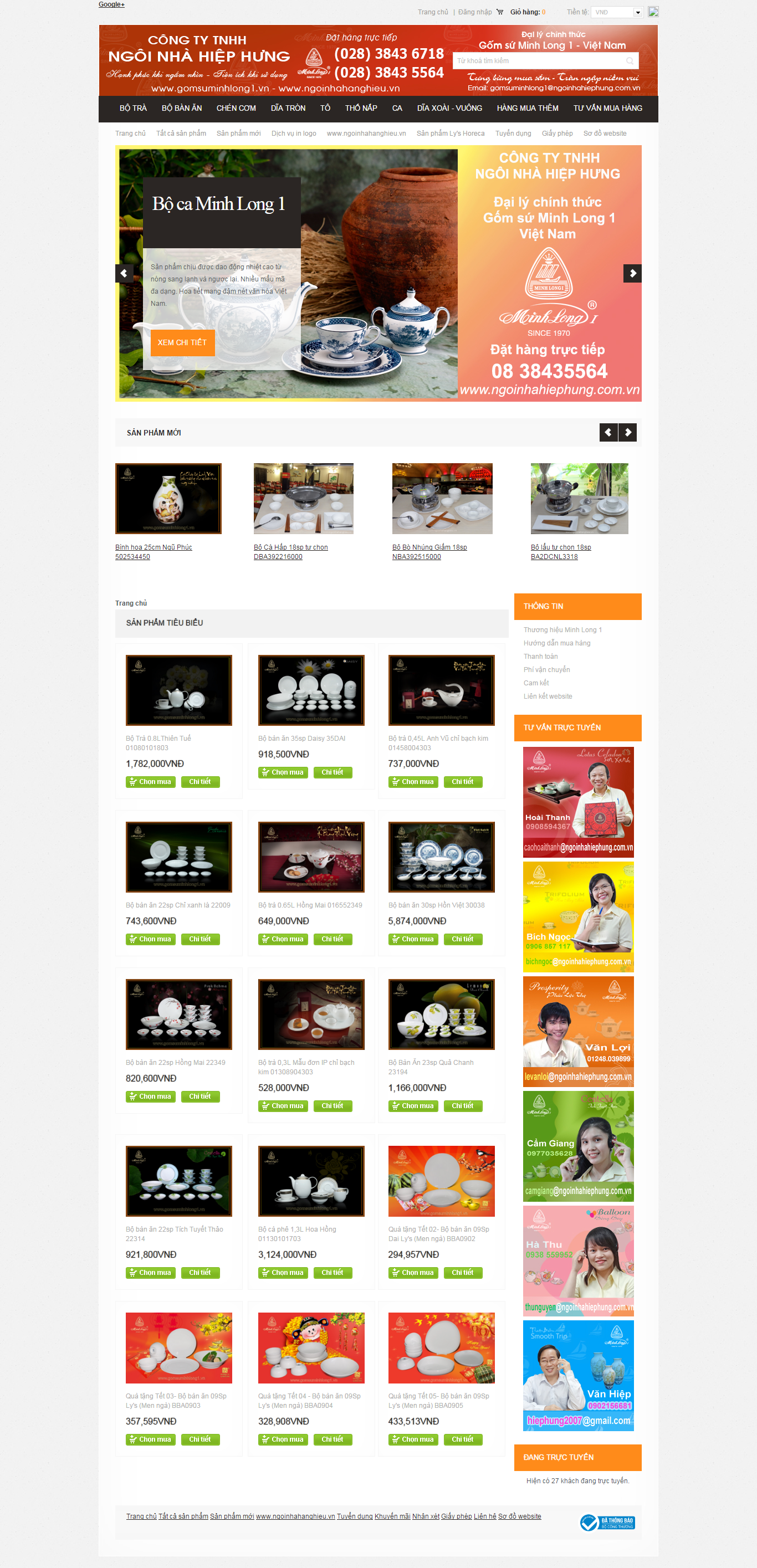 Thiết kế website đồ gốm sứ Minh Long đẹp, chuyên nghiệp chuẩn SEO