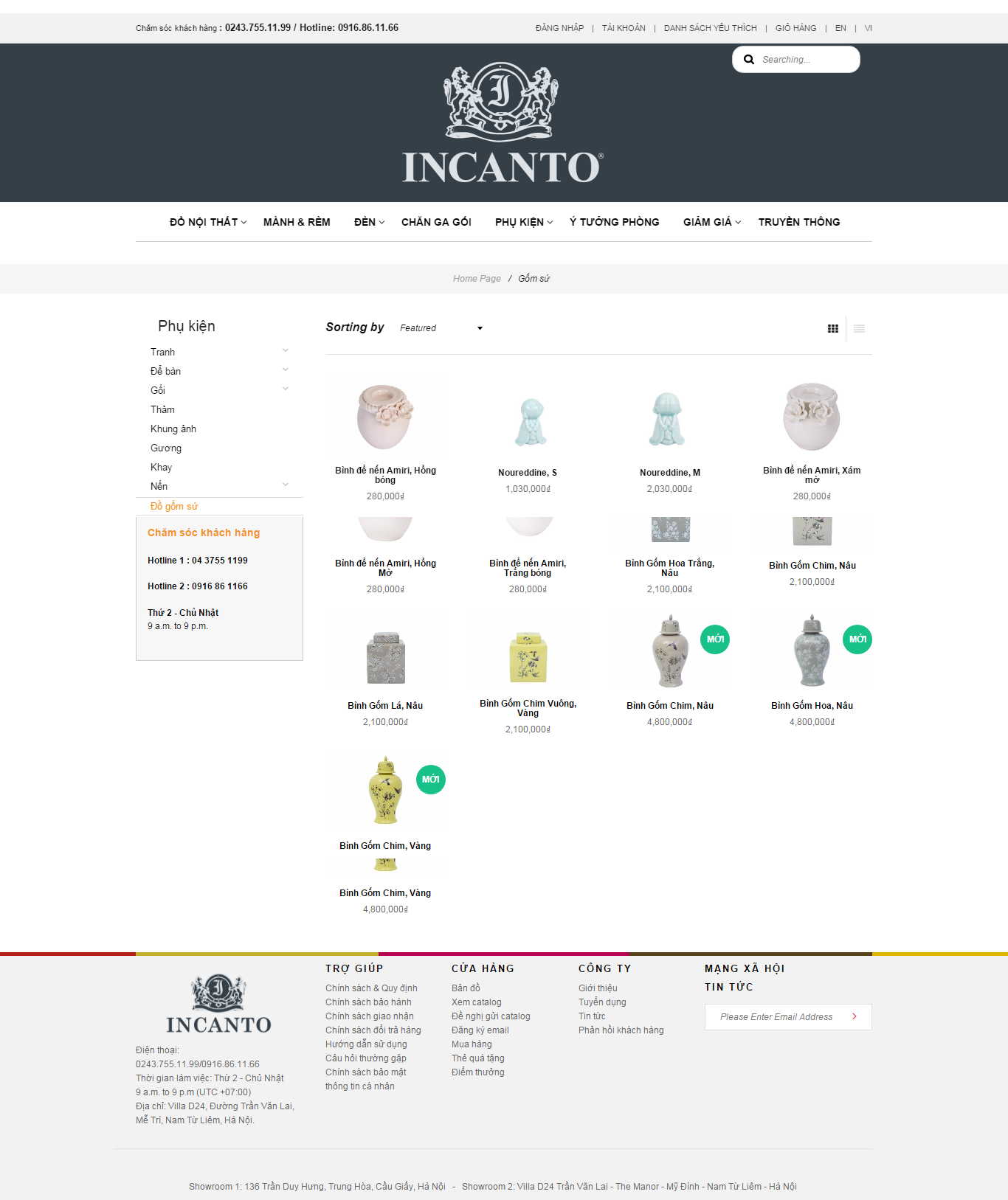 Thiết kế website đồ gốm sứ Incanto đẹp, chuyên nghiệp chuẩn SEO