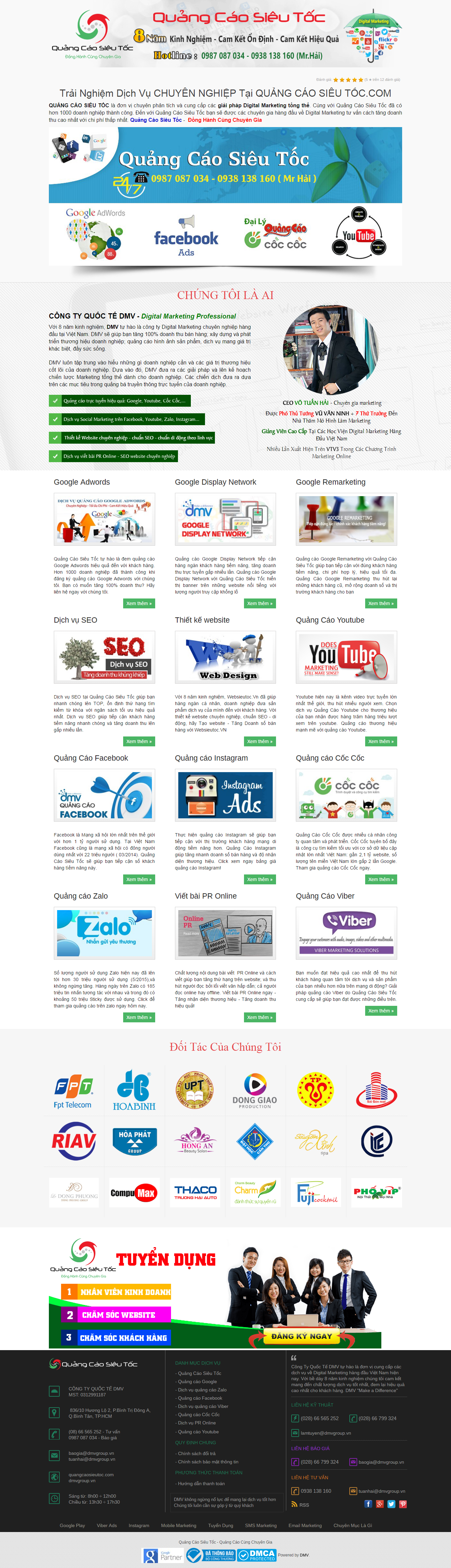 Thiết kế website quảng cáo facebook, google aswords của Quảng Cáo Siêu Nhanh