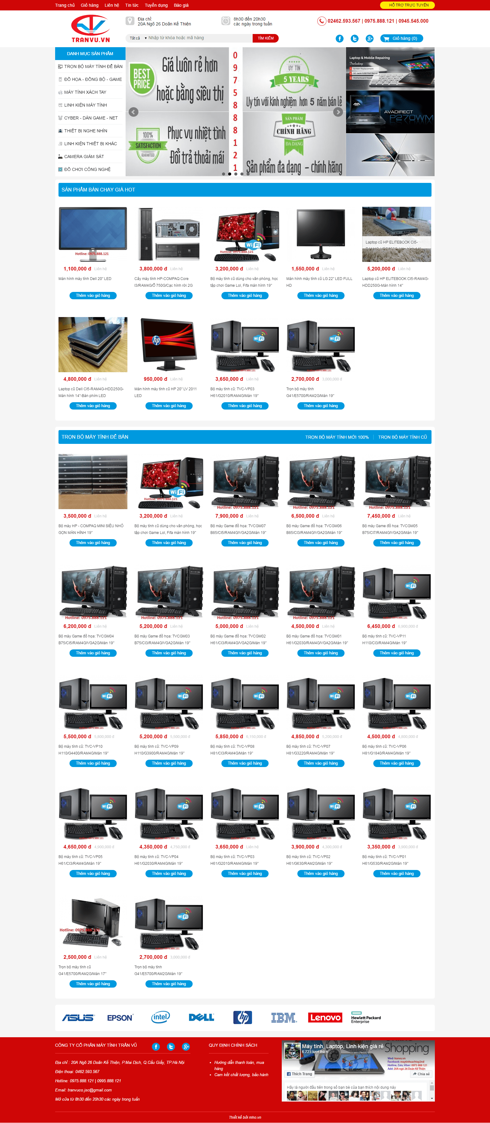 Thiết kế website điện máy Trần Vũ PC đẹp, chuyên nghiệp chuẩn SEO