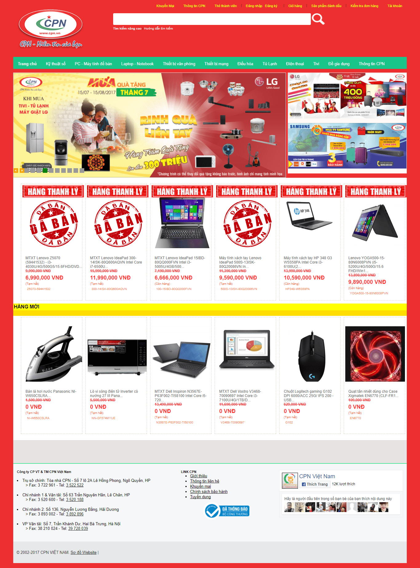 Thiết kế website siêu thị điện máy CPN đẹp, chuyên nghiệp chuẩn SEO